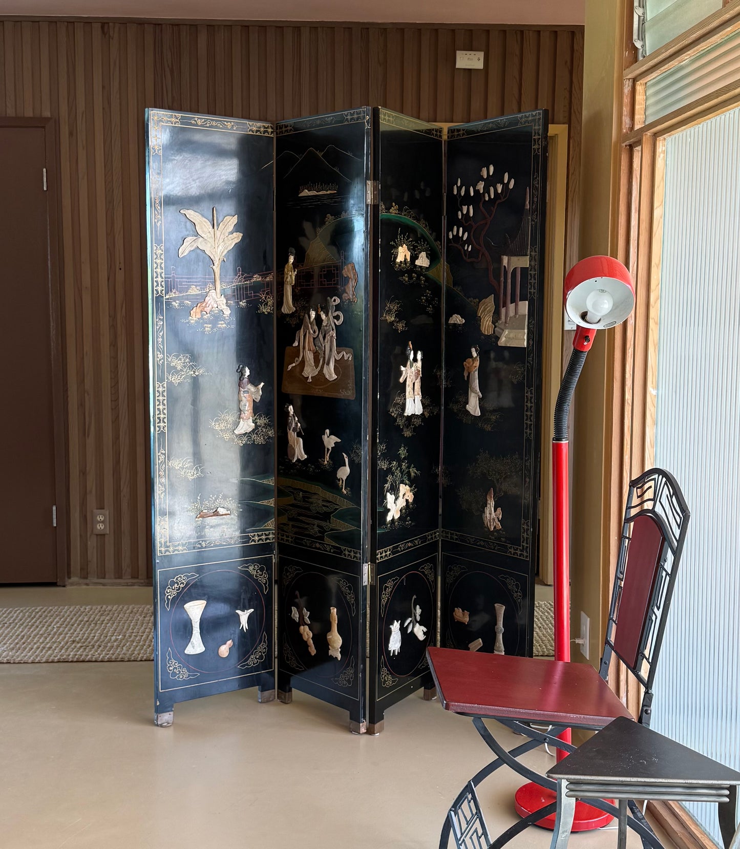 Vintage oriental room divider, 20th century