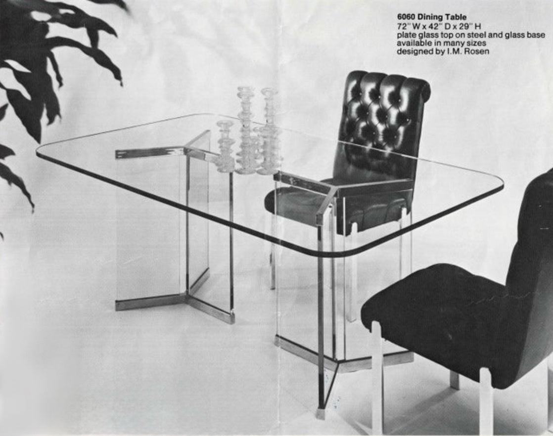 The model 6060 glass and chrome dining table by Irving Rosen for Pace, circa 1970