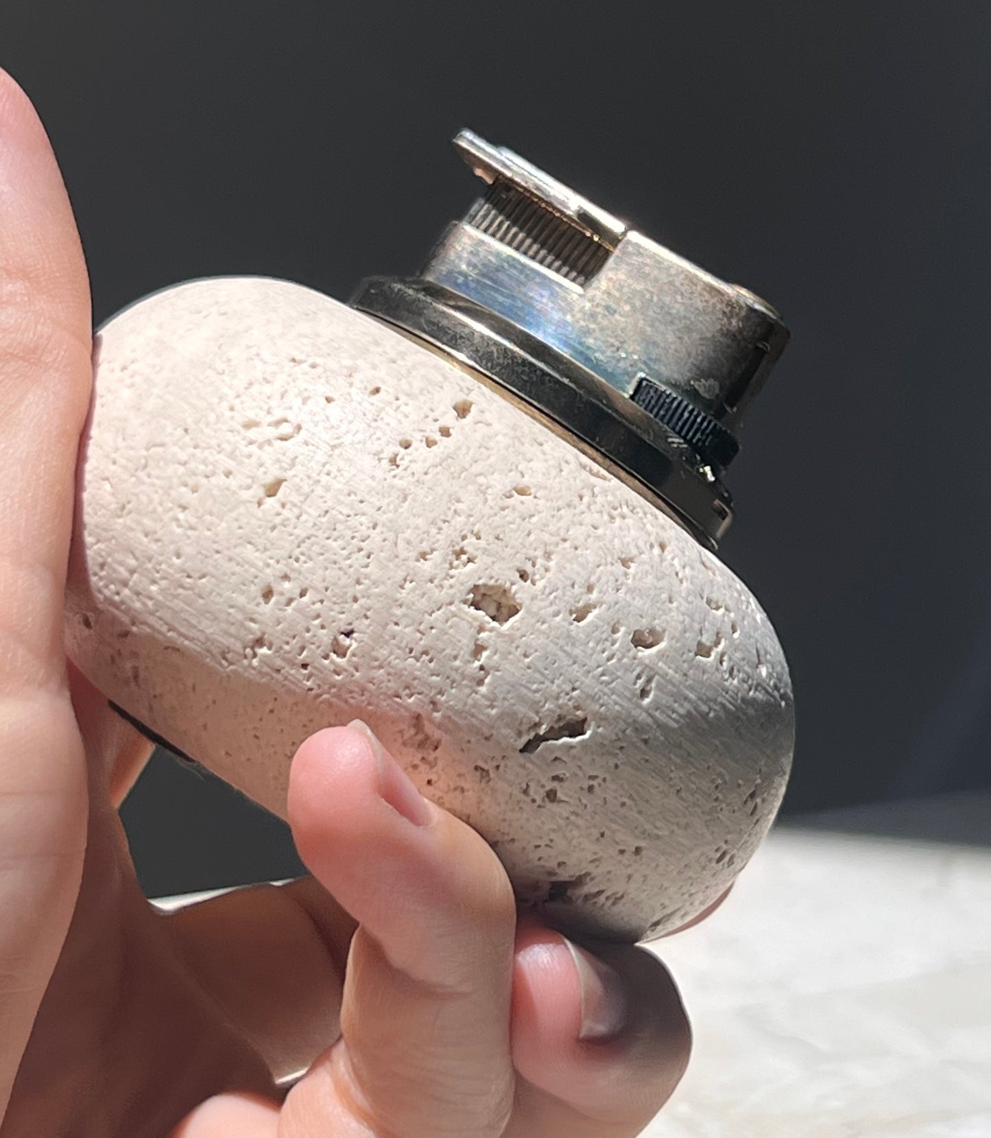 Travertine lighter attr. Cerri Nestore, circa 1970