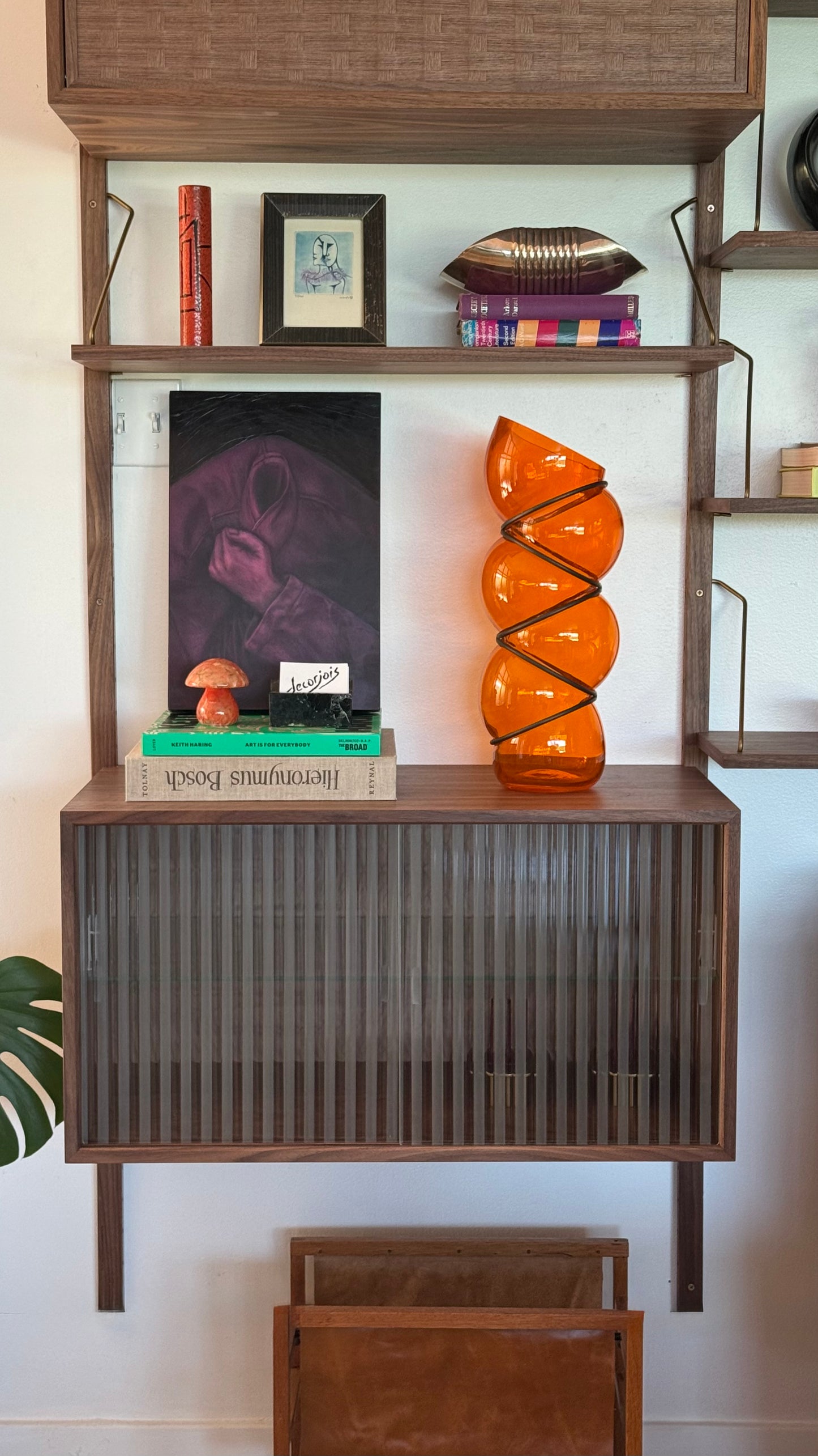 Caged orange glass vase by Vanessa Mitrani, late 20th century