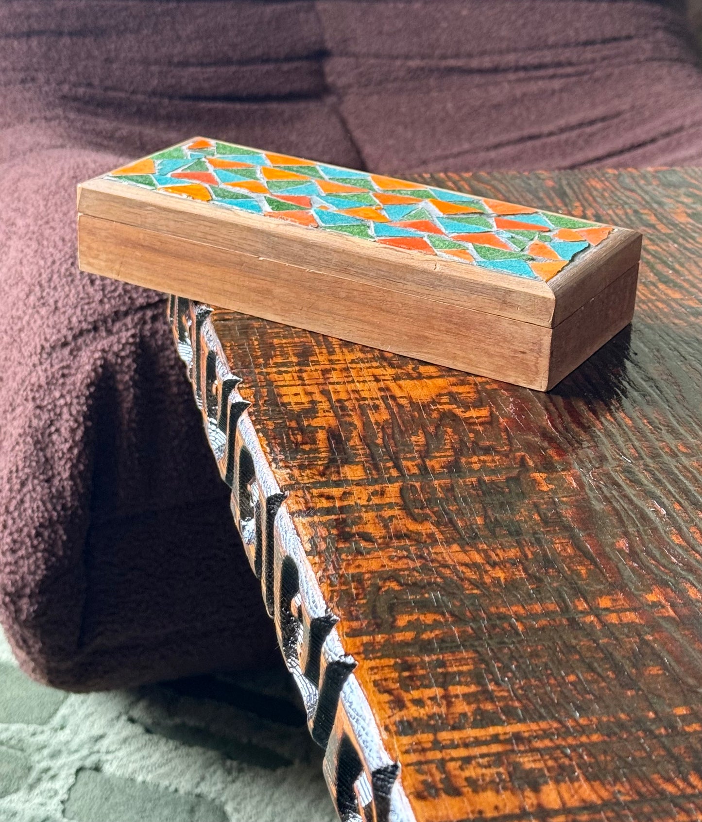 MCM mosaic tile box, mid 20th century