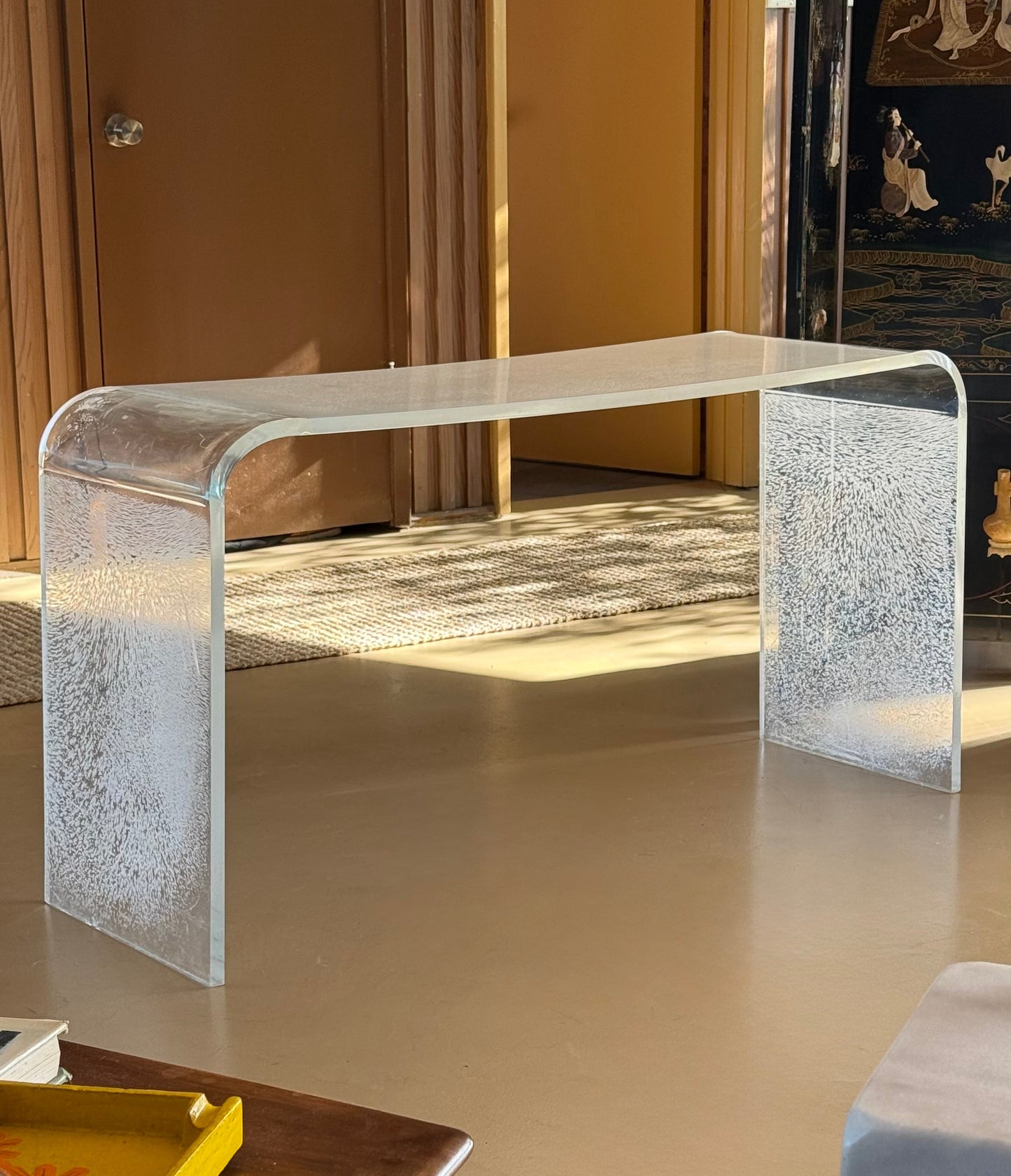 Lucite console table, circa 1970
