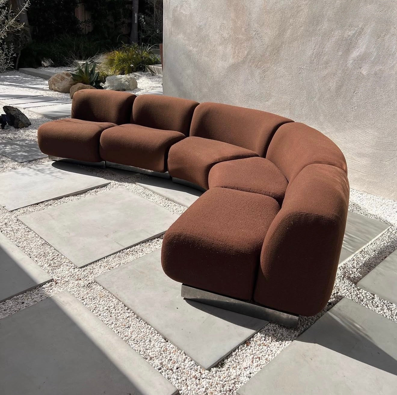 Mid century modular sofa with chrome base, circa 1970