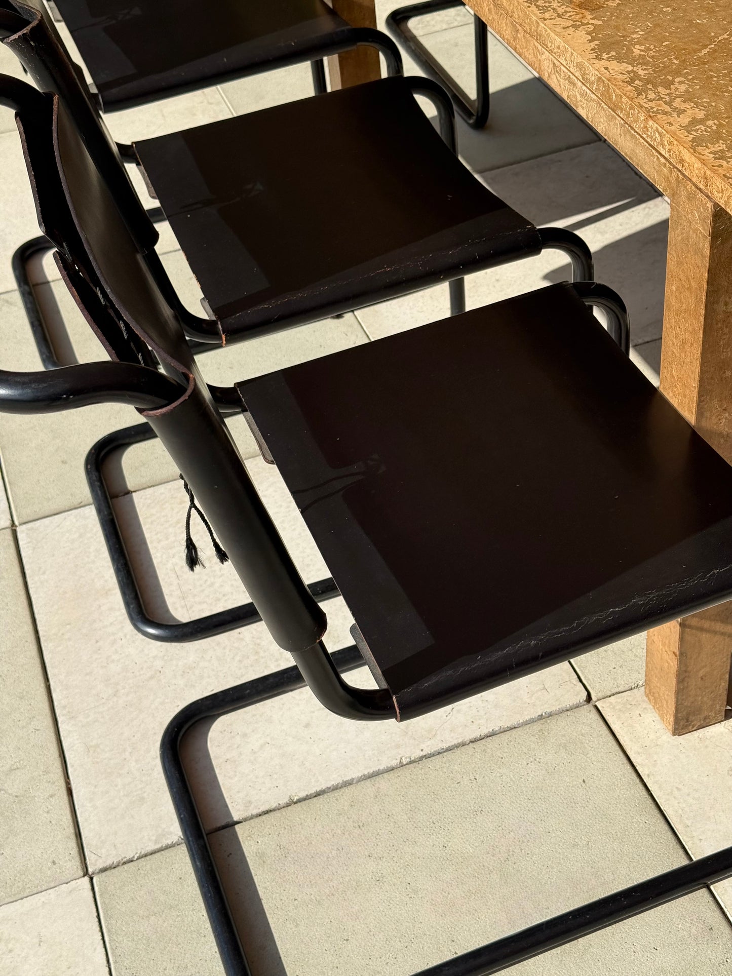Set of 8 cantilever Bauhaus dining chairs, mid 20th century