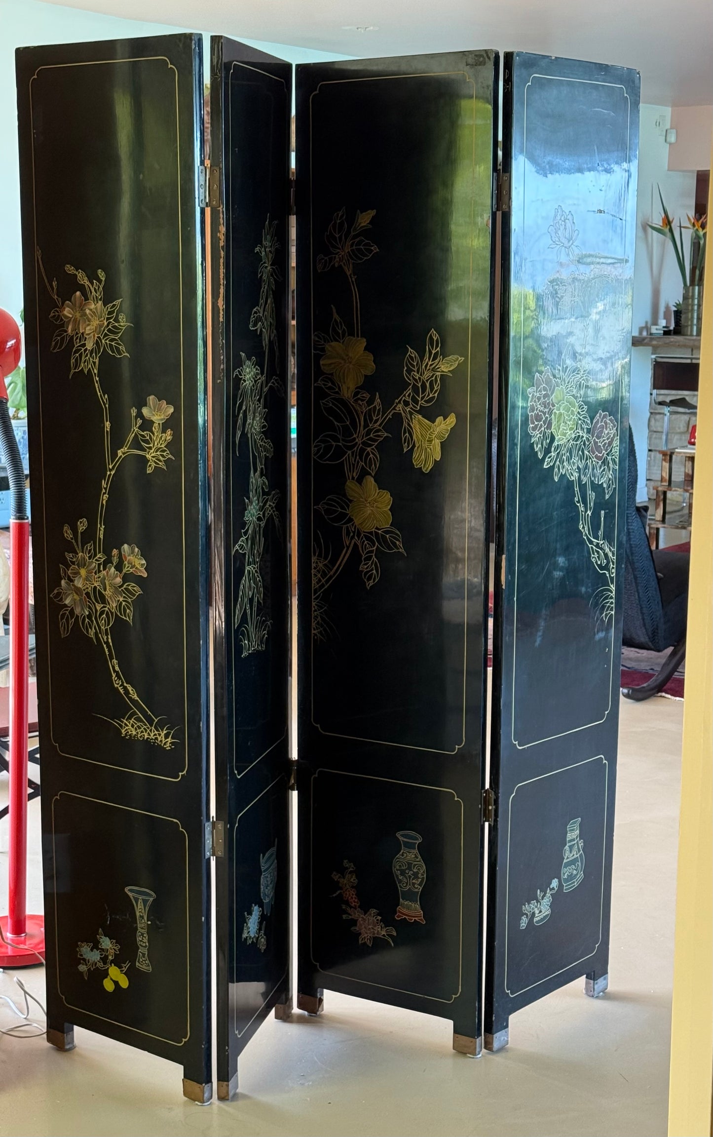 Vintage oriental room divider, 20th century