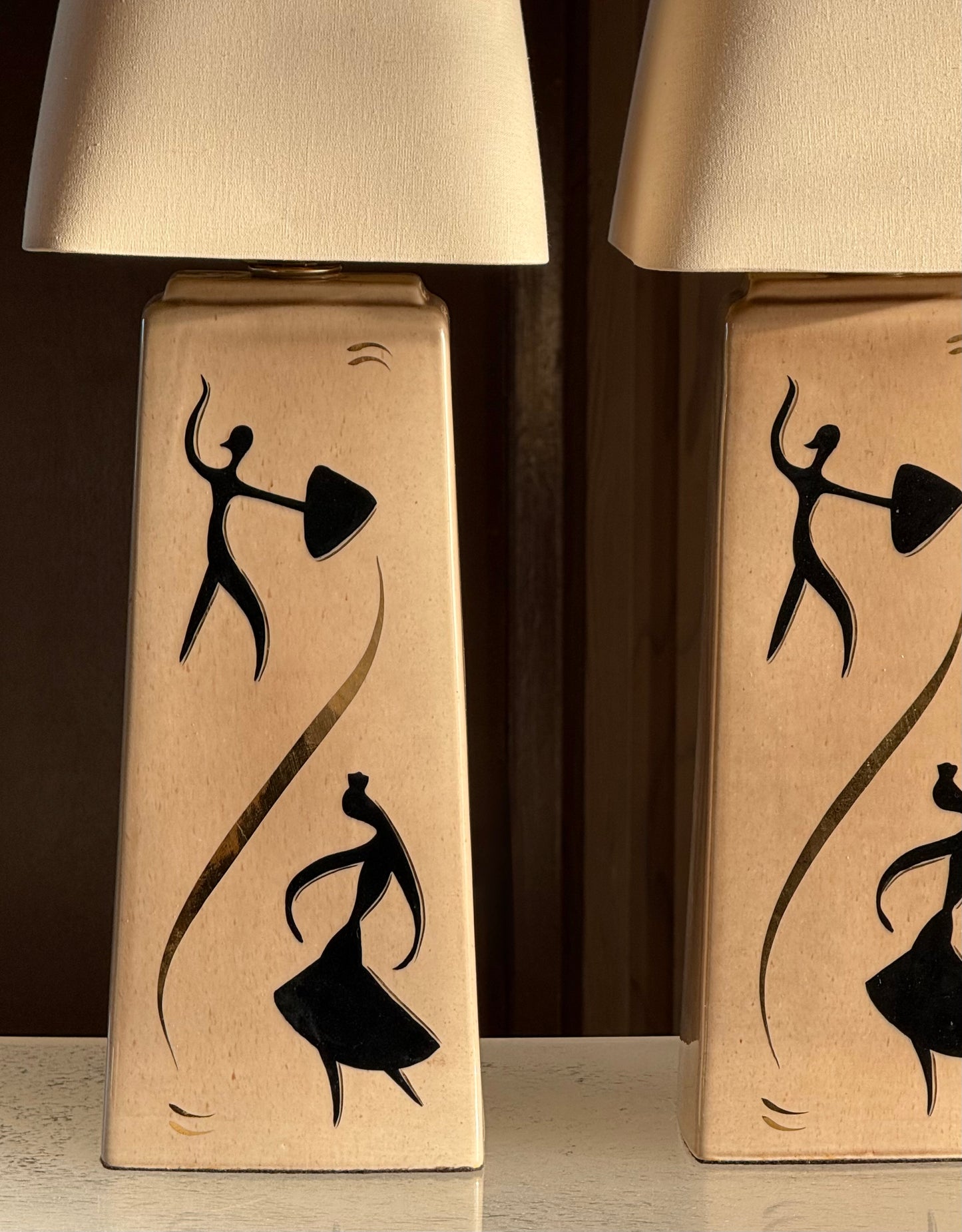 Pair of mid century modern table lamps, circa 1950