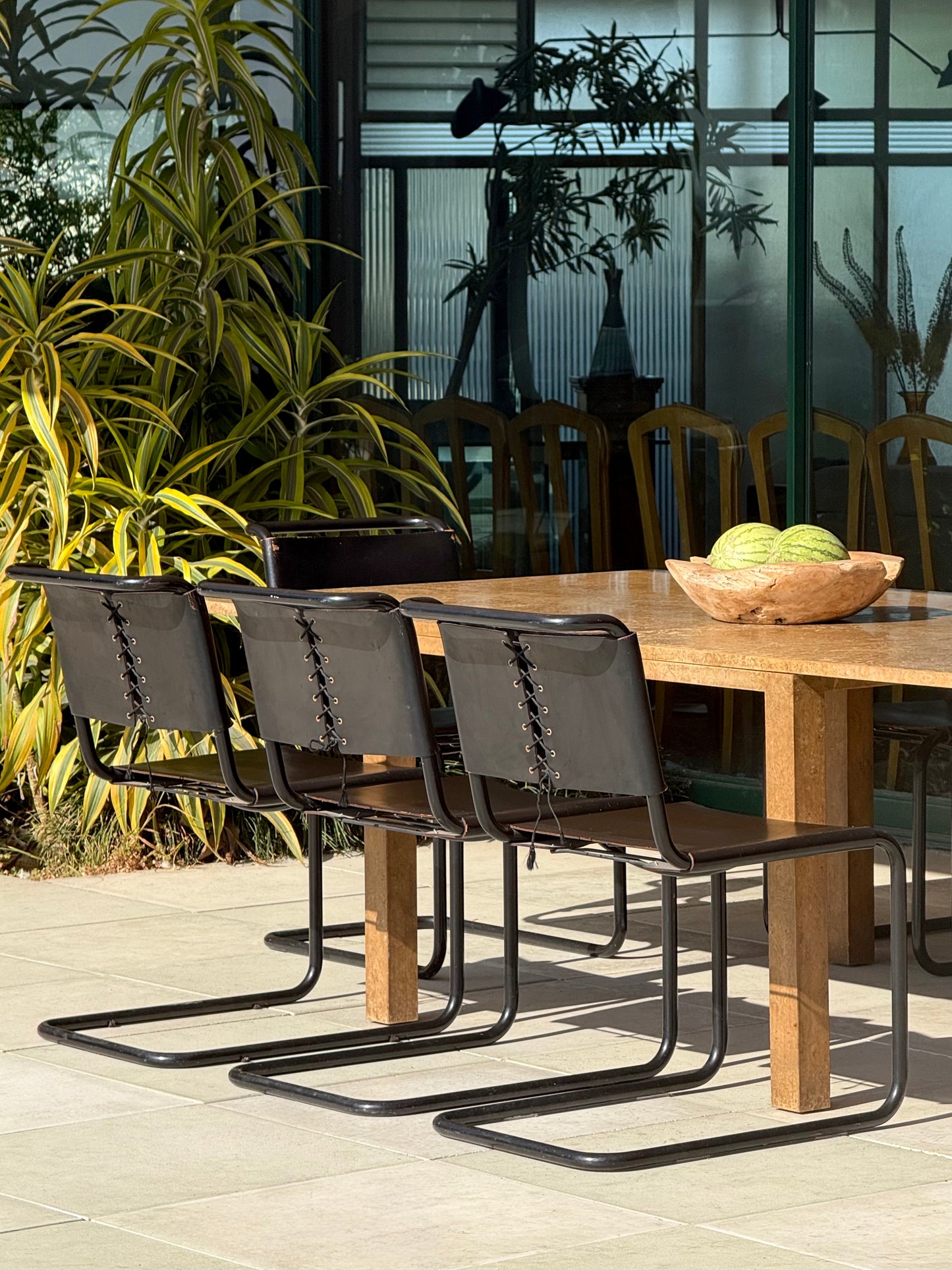 Set of 8 cantilever Bauhaus dining chairs, mid 20th century