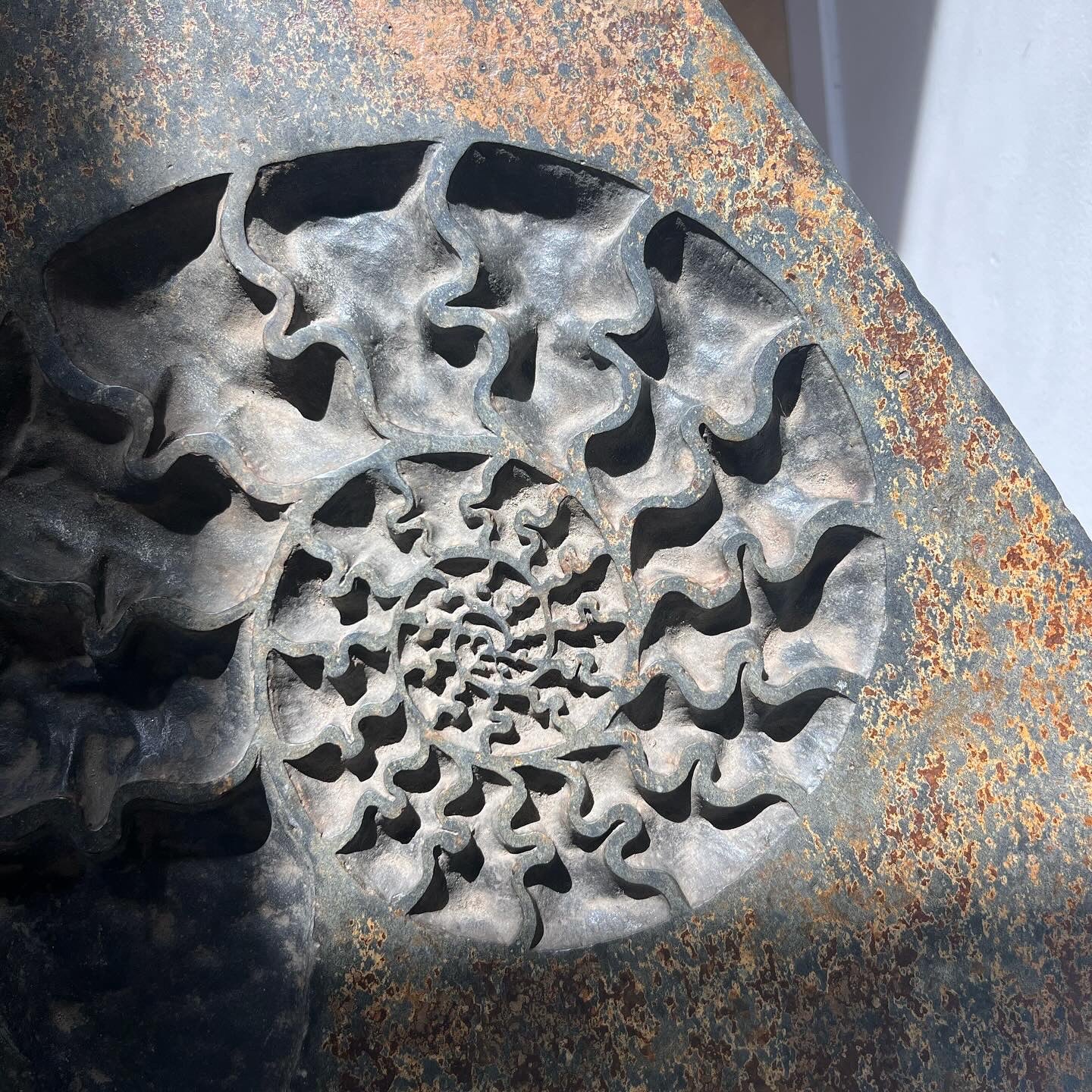 Stone and iron side table, late 20th century