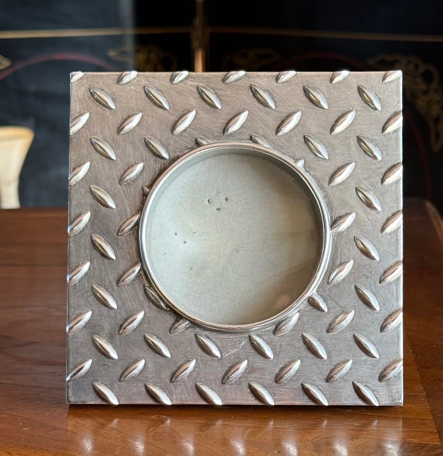 Postmodern steel sheet motif picture frame, late 20th century