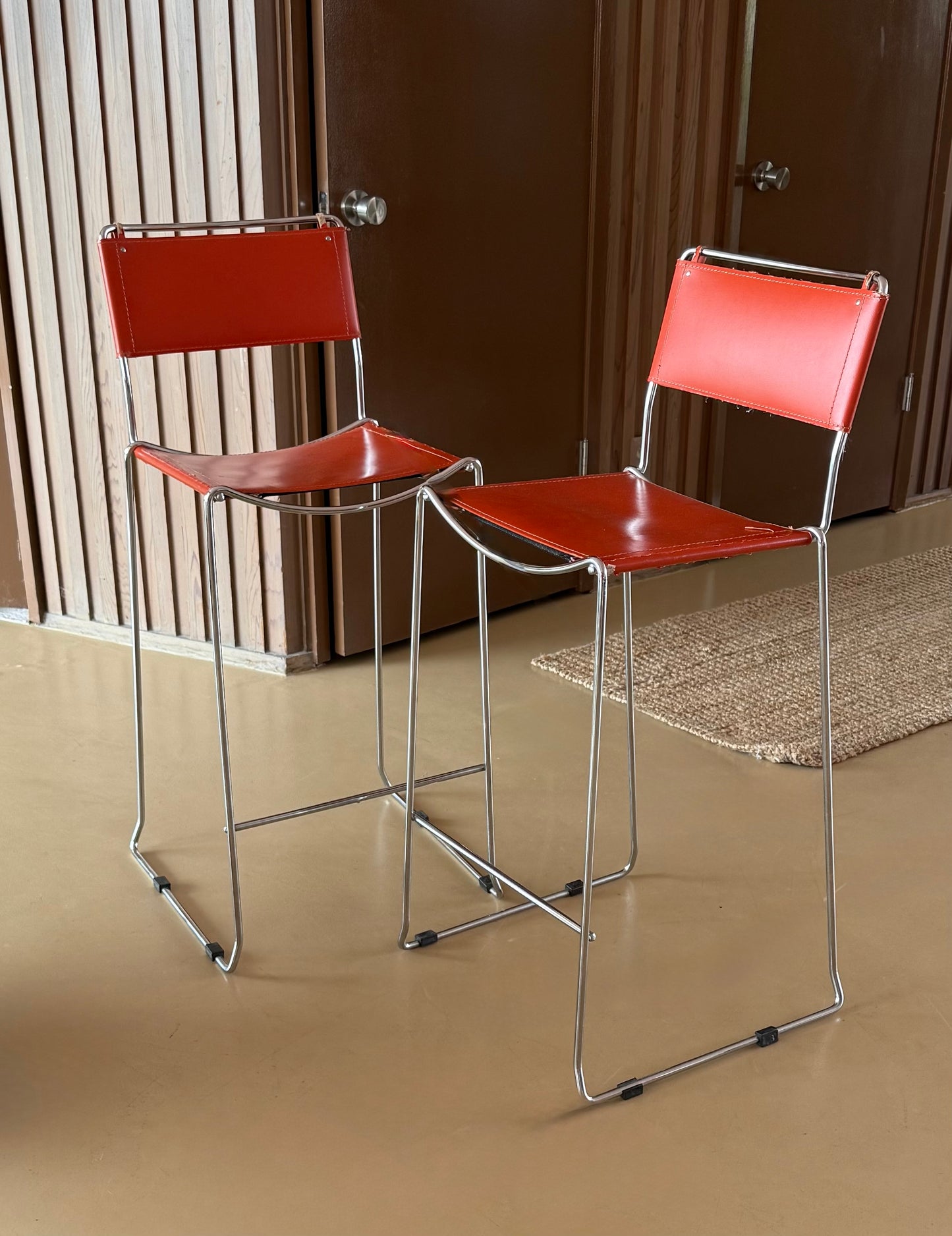 Pair of vintage Italian bar stools, mid 20th century