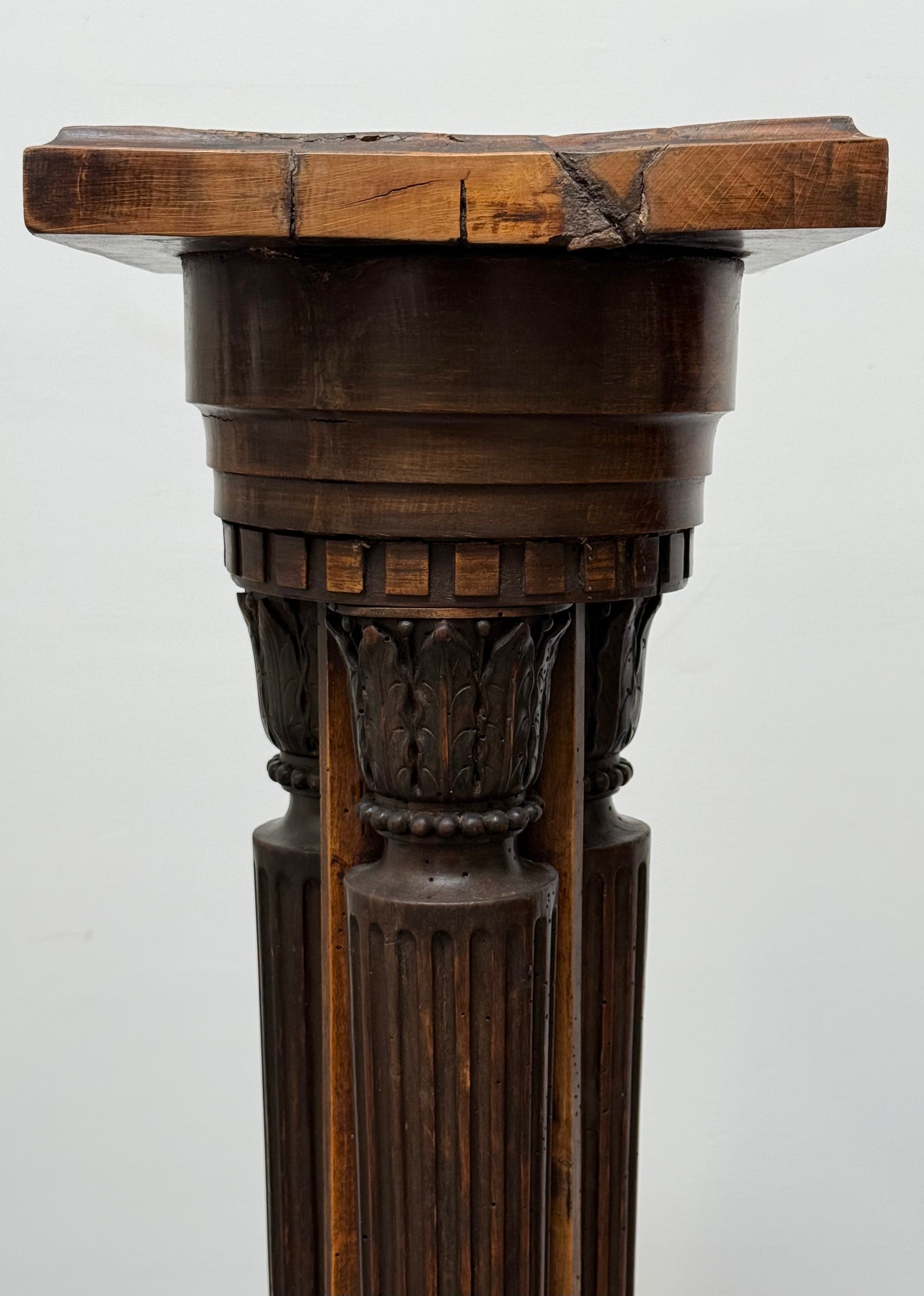 Pair of highly-carved antique French pedestals, 19th century