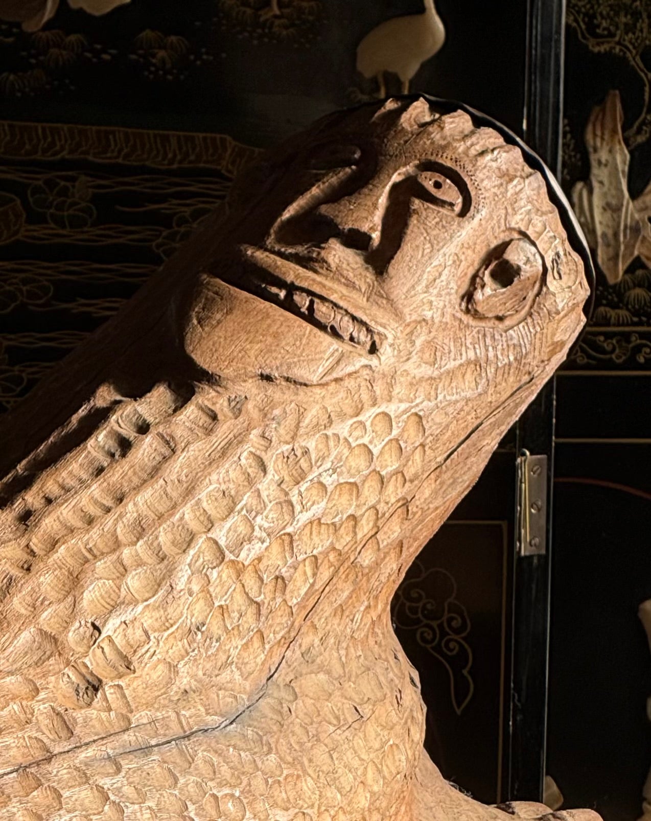 Hand-carved outsider art bench, 20th century