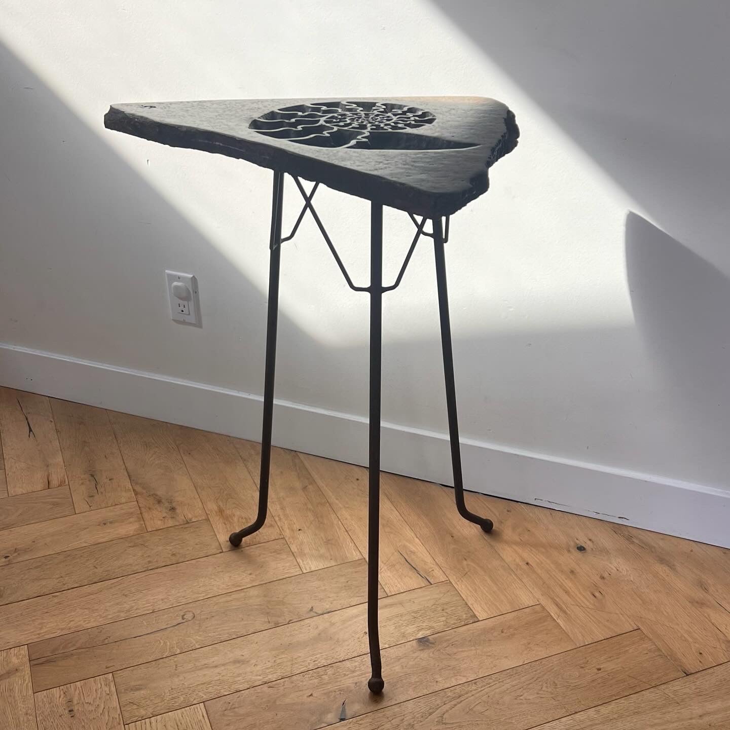 Stone and iron side table, late 20th century