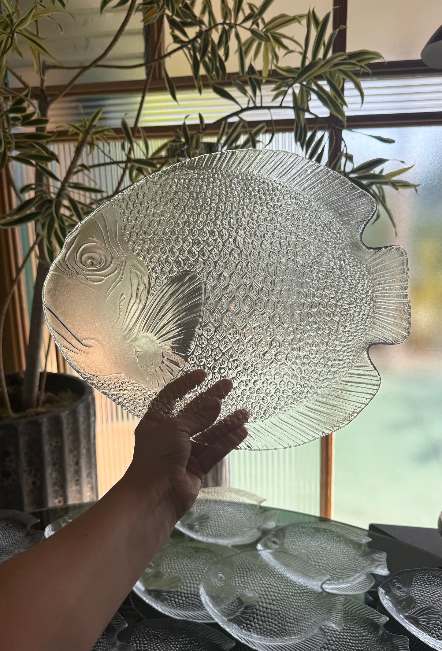 Set of Poisson dishes by Arcoroc, France late 20th century