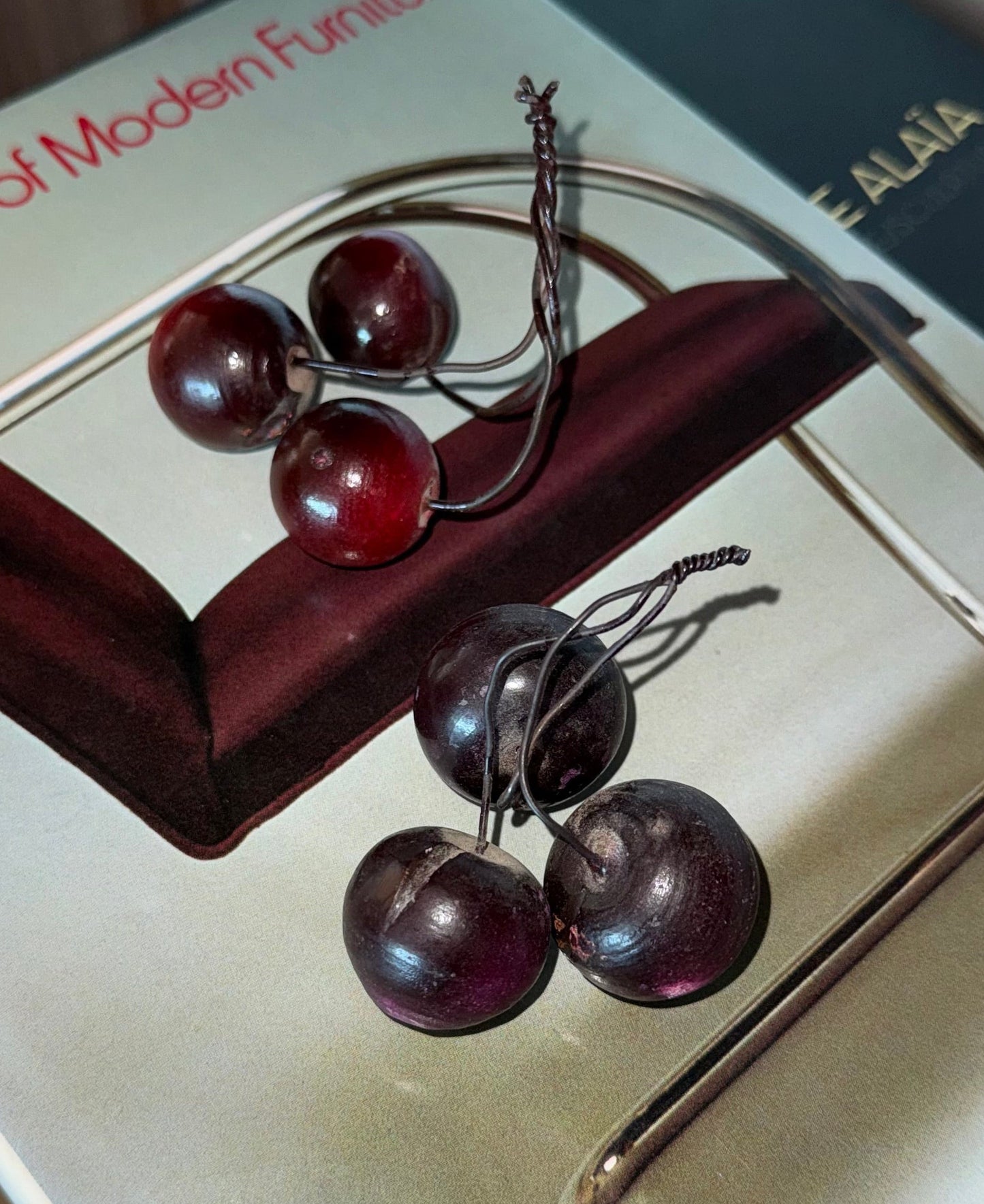 Vintage Italian cherry objets, circa 1960