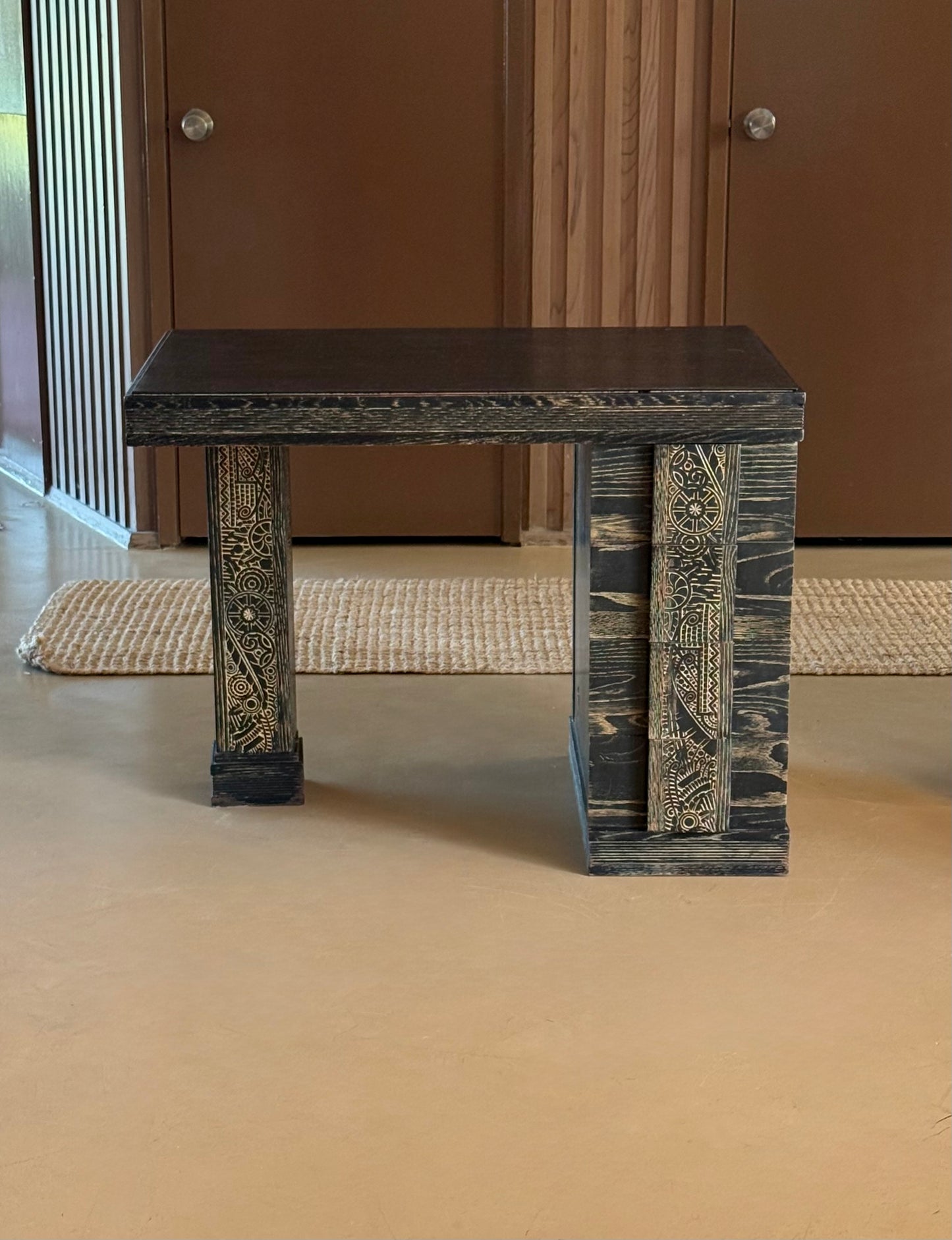 Hand-carved ebonized wood desk, early 20th century