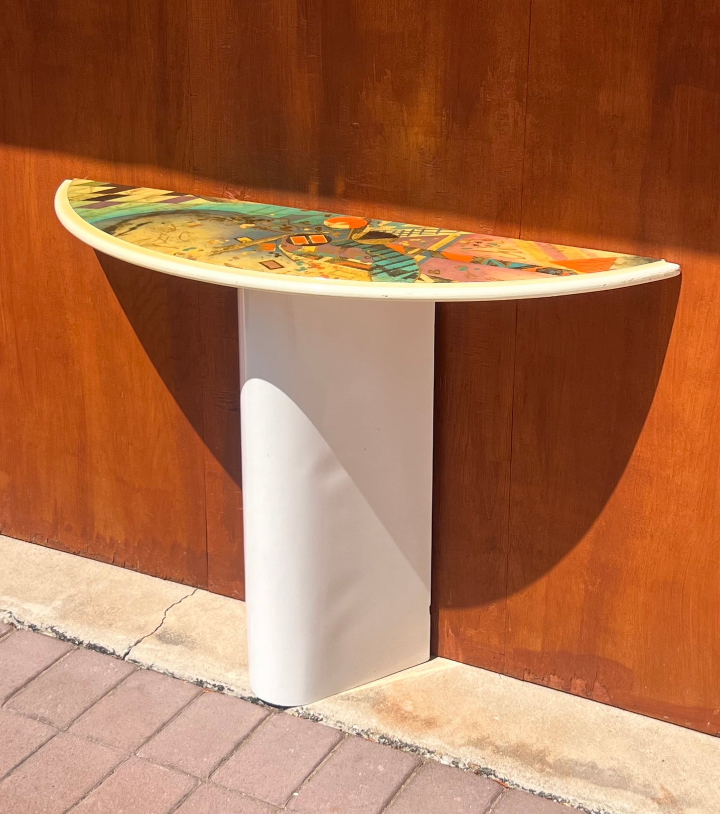 Postmodern console table and mirror, circa 1980