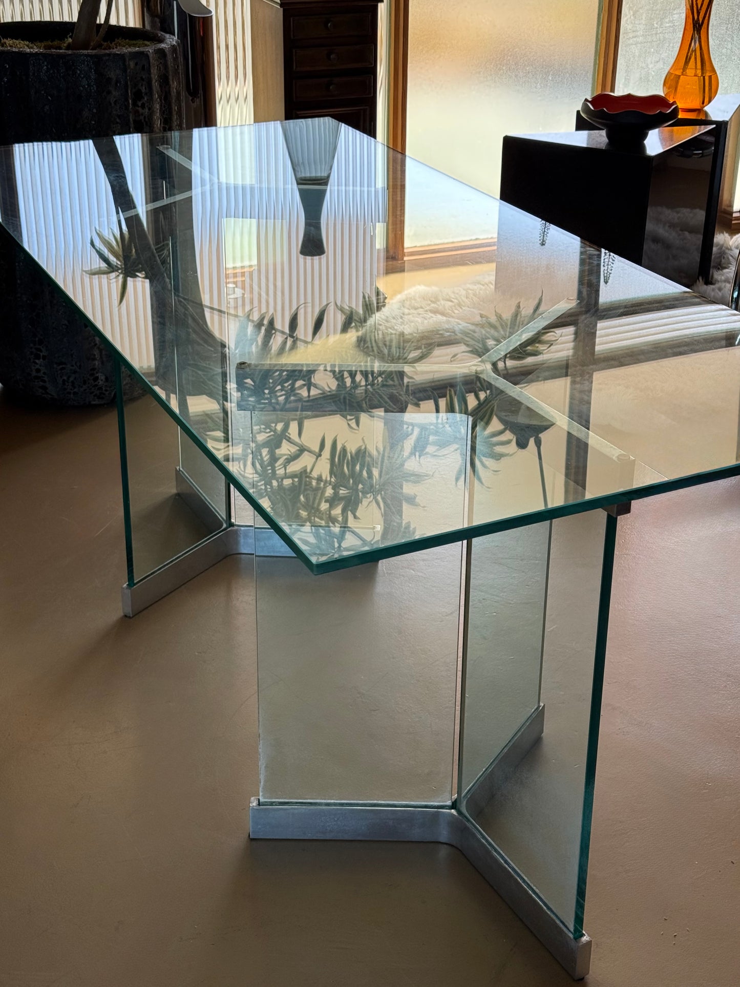 The model 6060 glass and chrome dining table by Irving Rosen for Pace, circa 1970