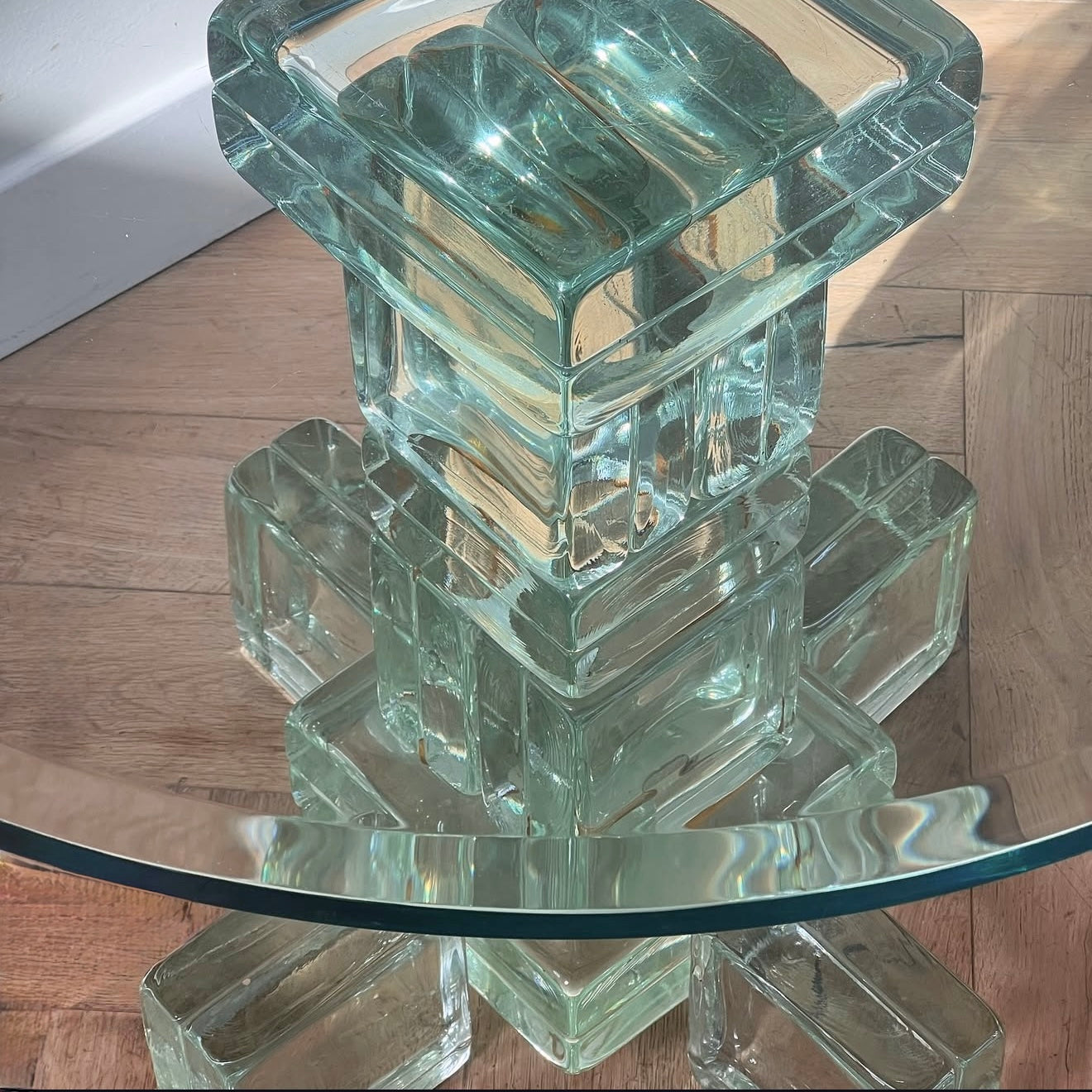 Artist-made glass side table, late 20th century