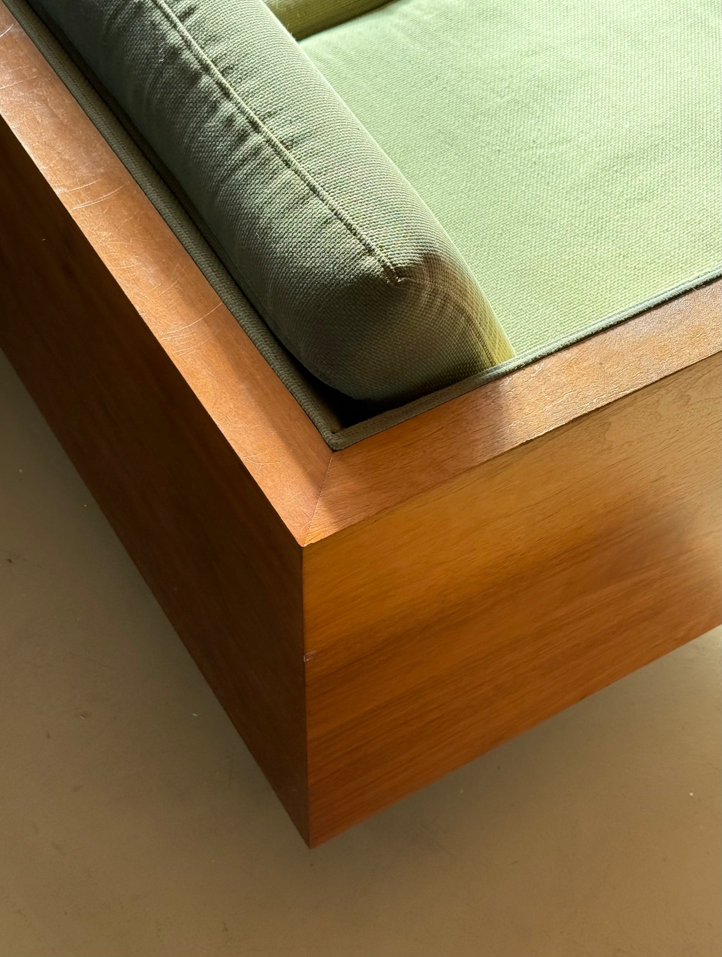 Mid century modern case wood sofa attr. Milo Baughman, circa 1950