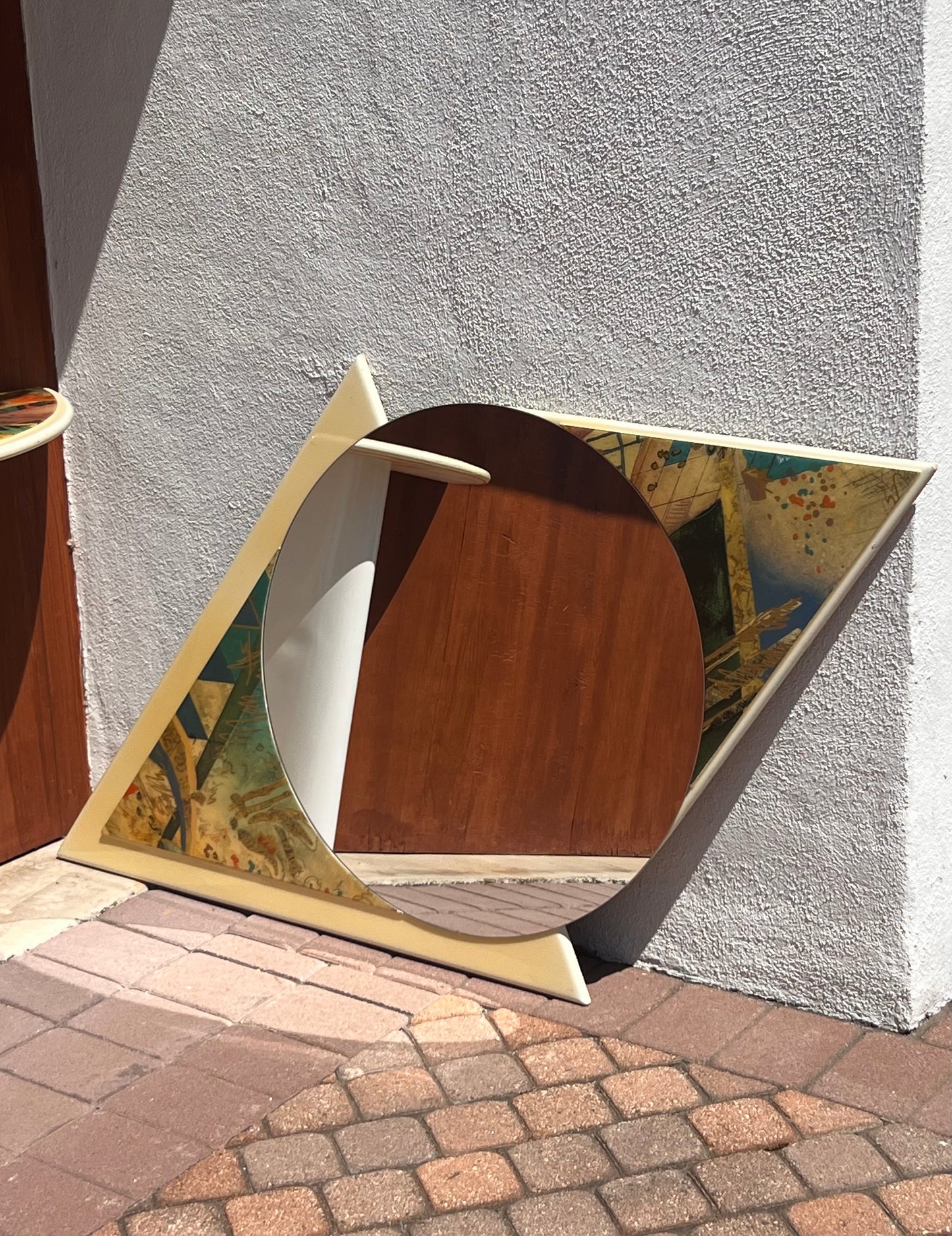 Postmodern console table and mirror, circa 1980