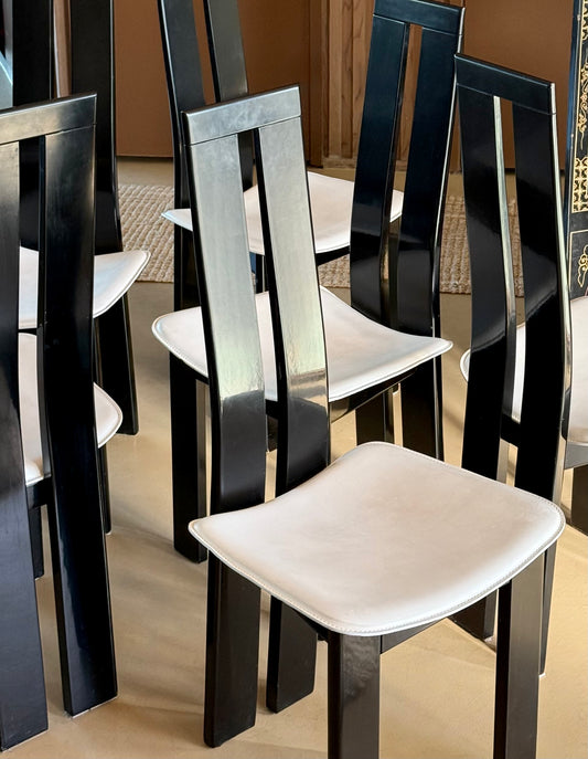 Set of 6 vintage Italian postmodern dining chairs by Pietro Costantini for Ello Furniture, late 20th century