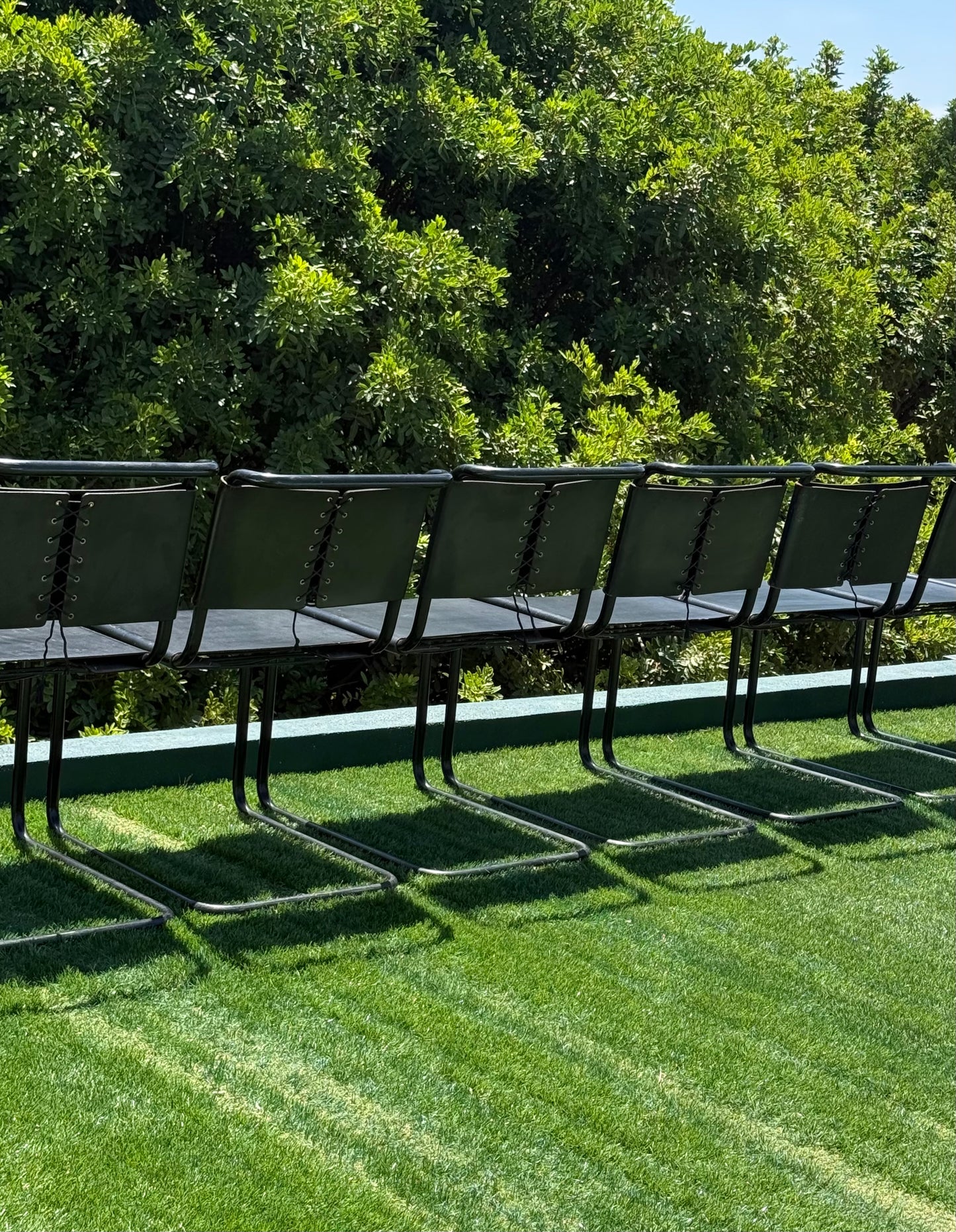 Set of 8 cantilever Bauhaus dining chairs, mid 20th century
