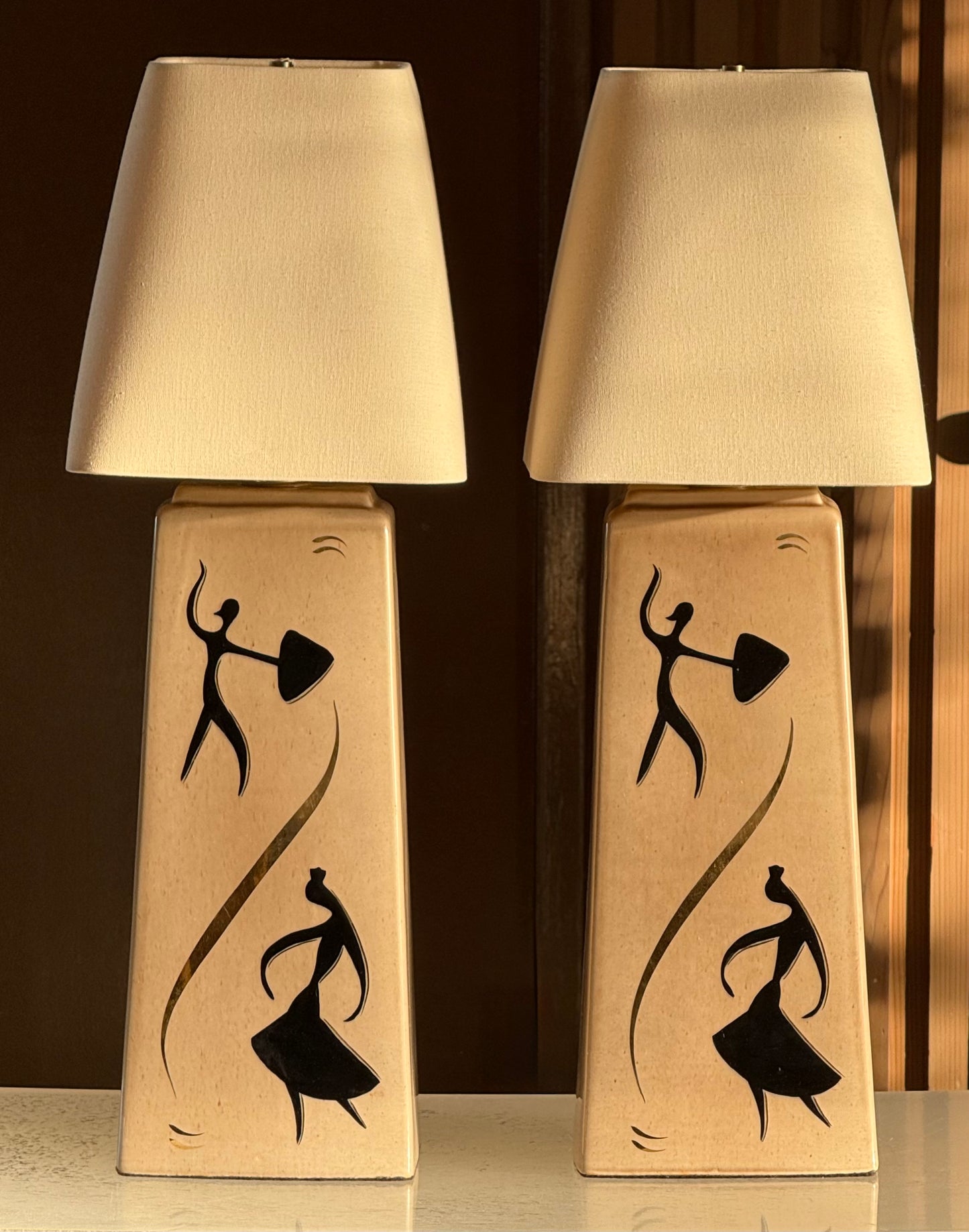Pair of mid century modern table lamps, circa 1950