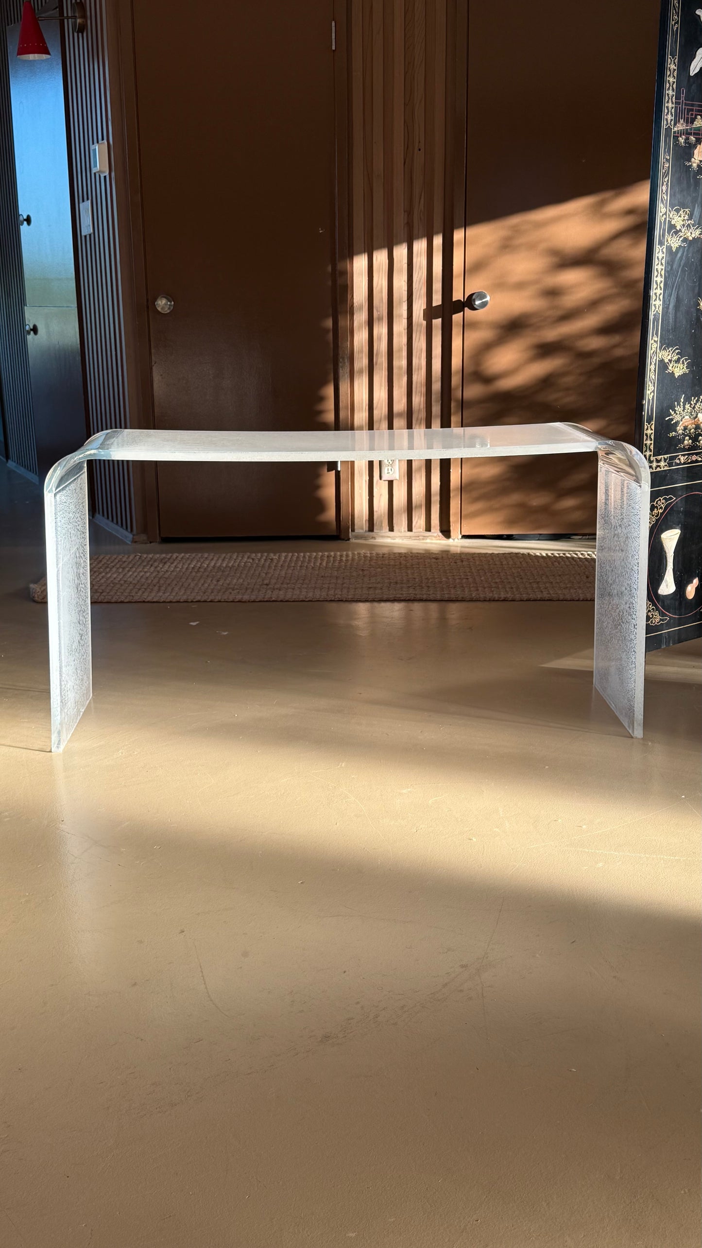 Lucite console table, circa 1970