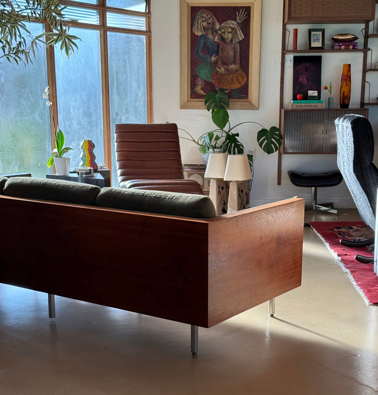 Mid century modern case wood sofa attr. Milo Baughman, circa 1950