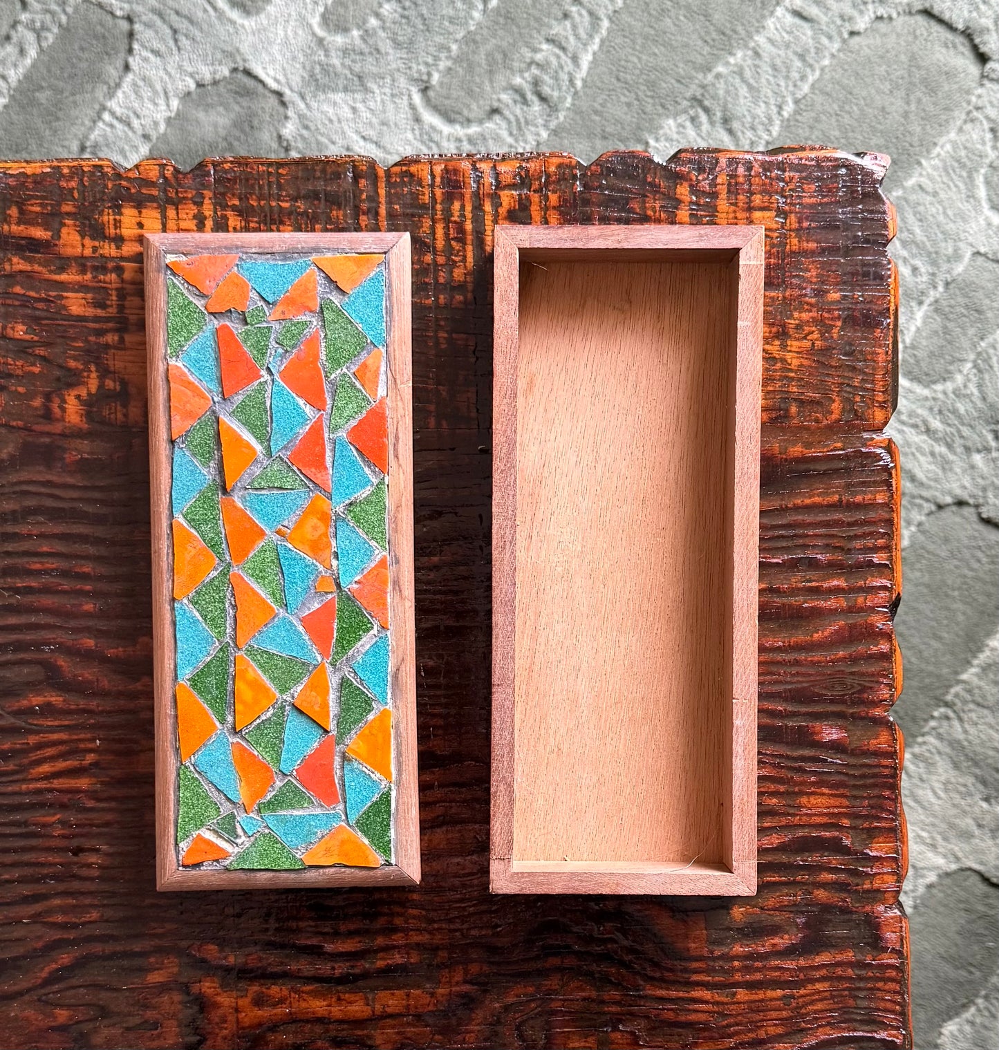 MCM mosaic tile box, mid 20th century