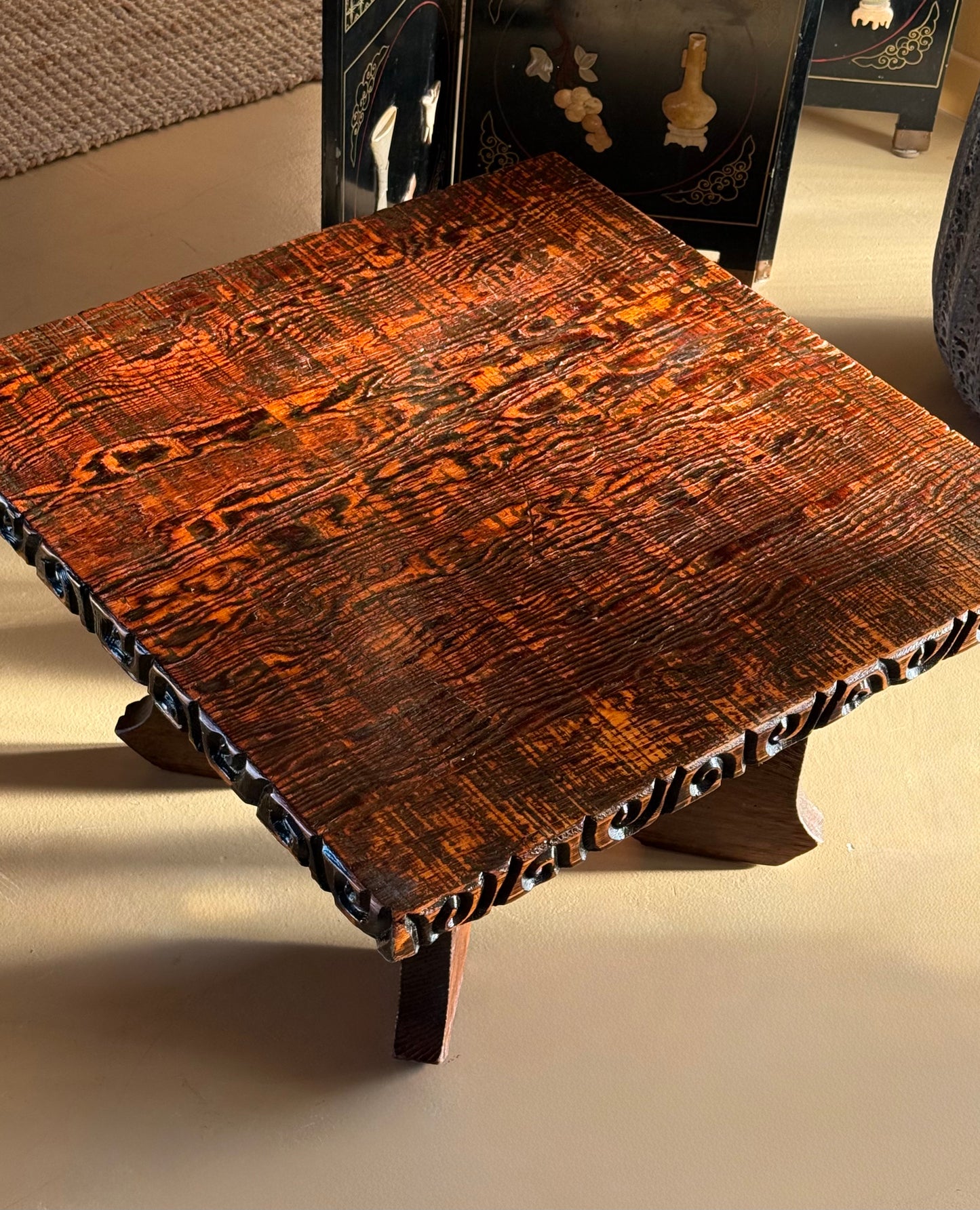 Hand-carved craft coffee table, mid 20th century