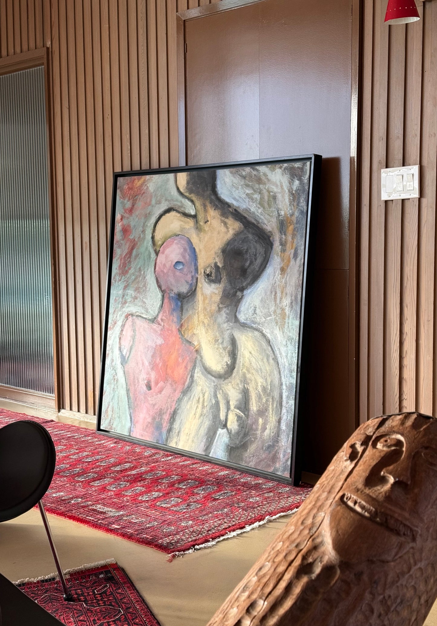 Monumental vintage figurative oil painting, 20th century