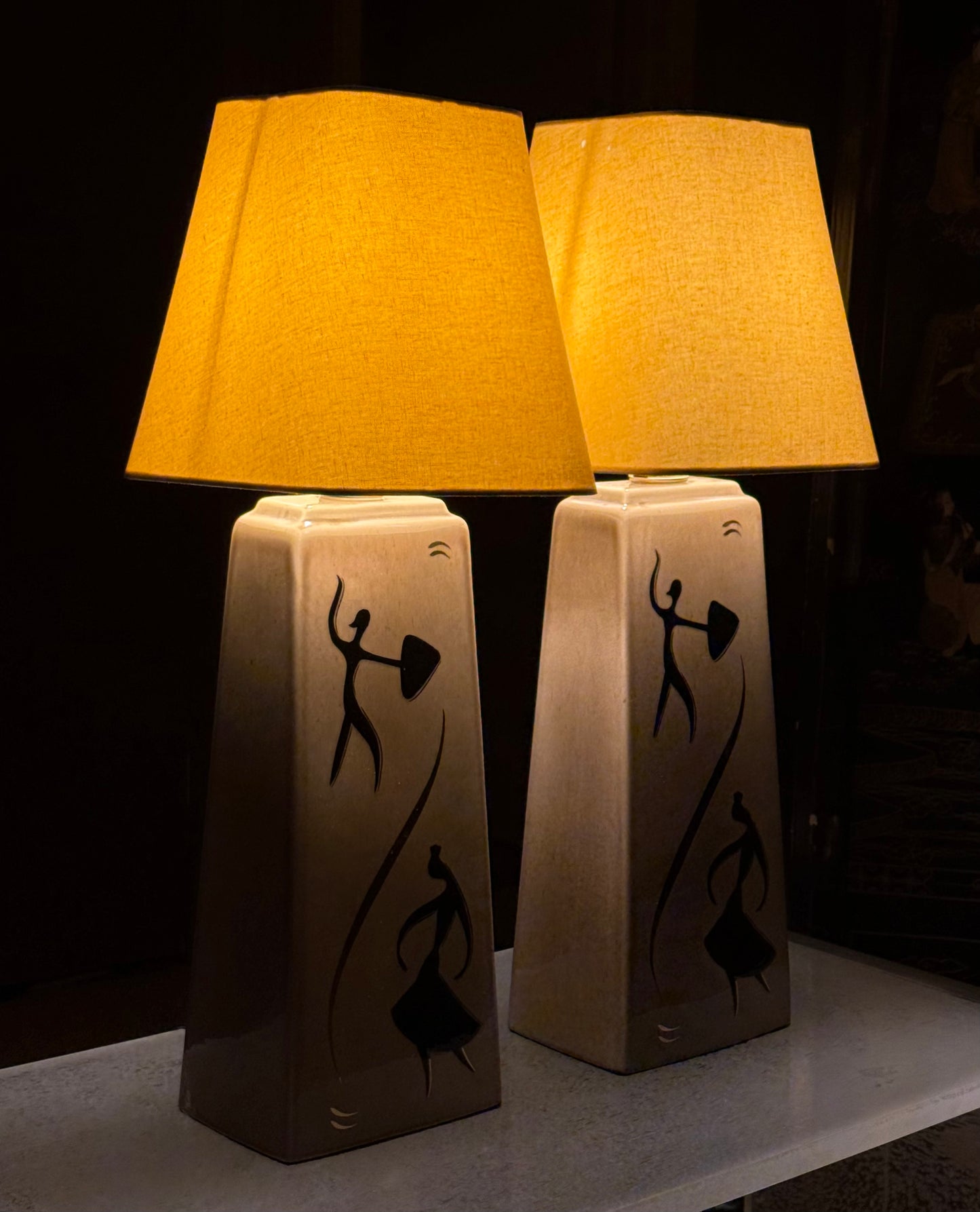Pair of mid century modern table lamps, circa 1950