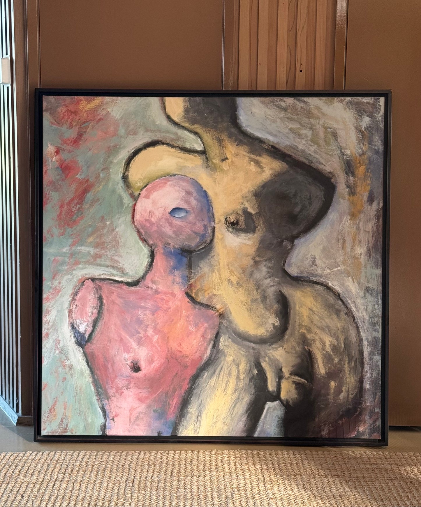 Monumental vintage figurative oil painting, 20th century