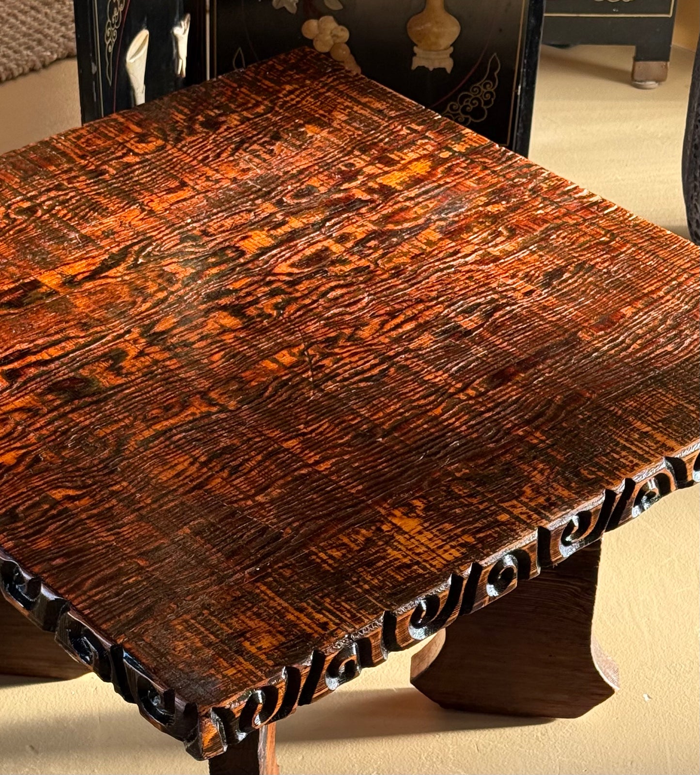 Hand-carved craft coffee table, mid 20th century