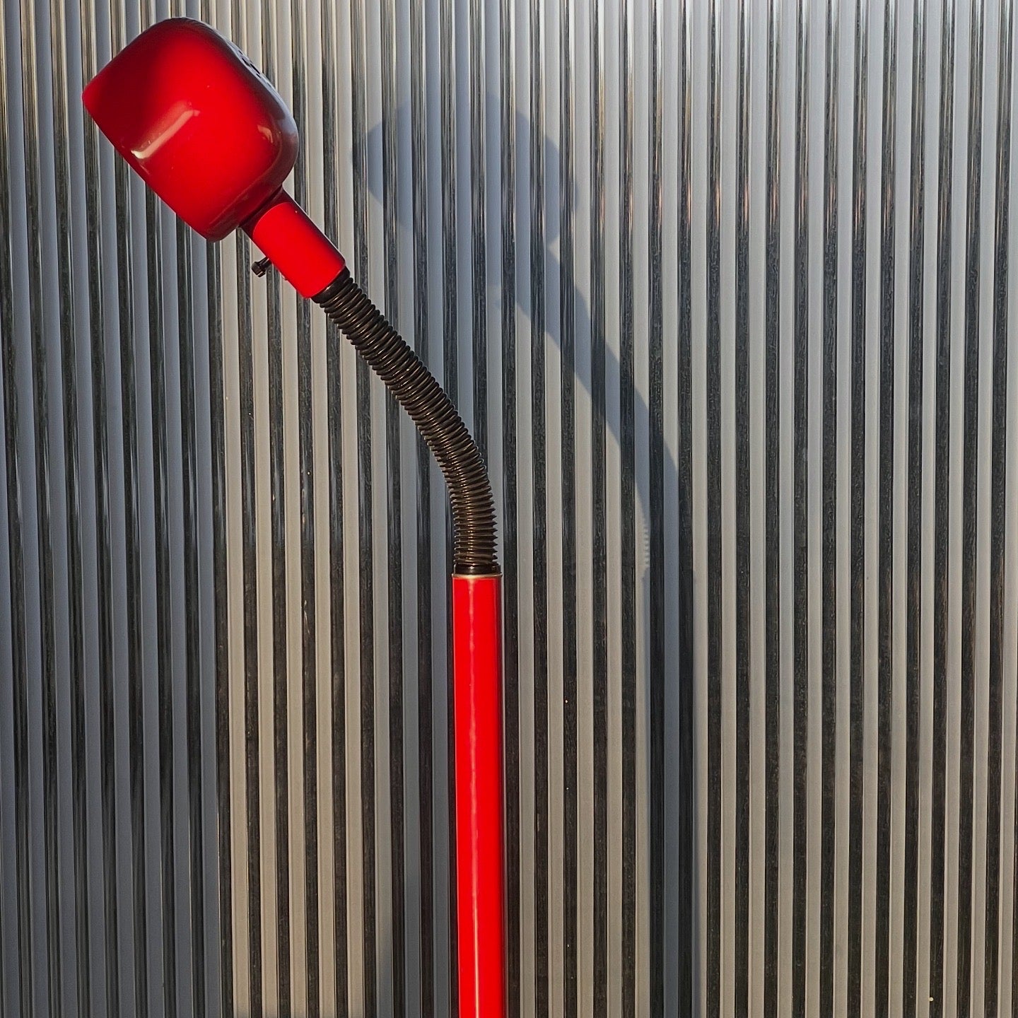 Modernist gooseneck floor lamp in cherry red, mid 20th century