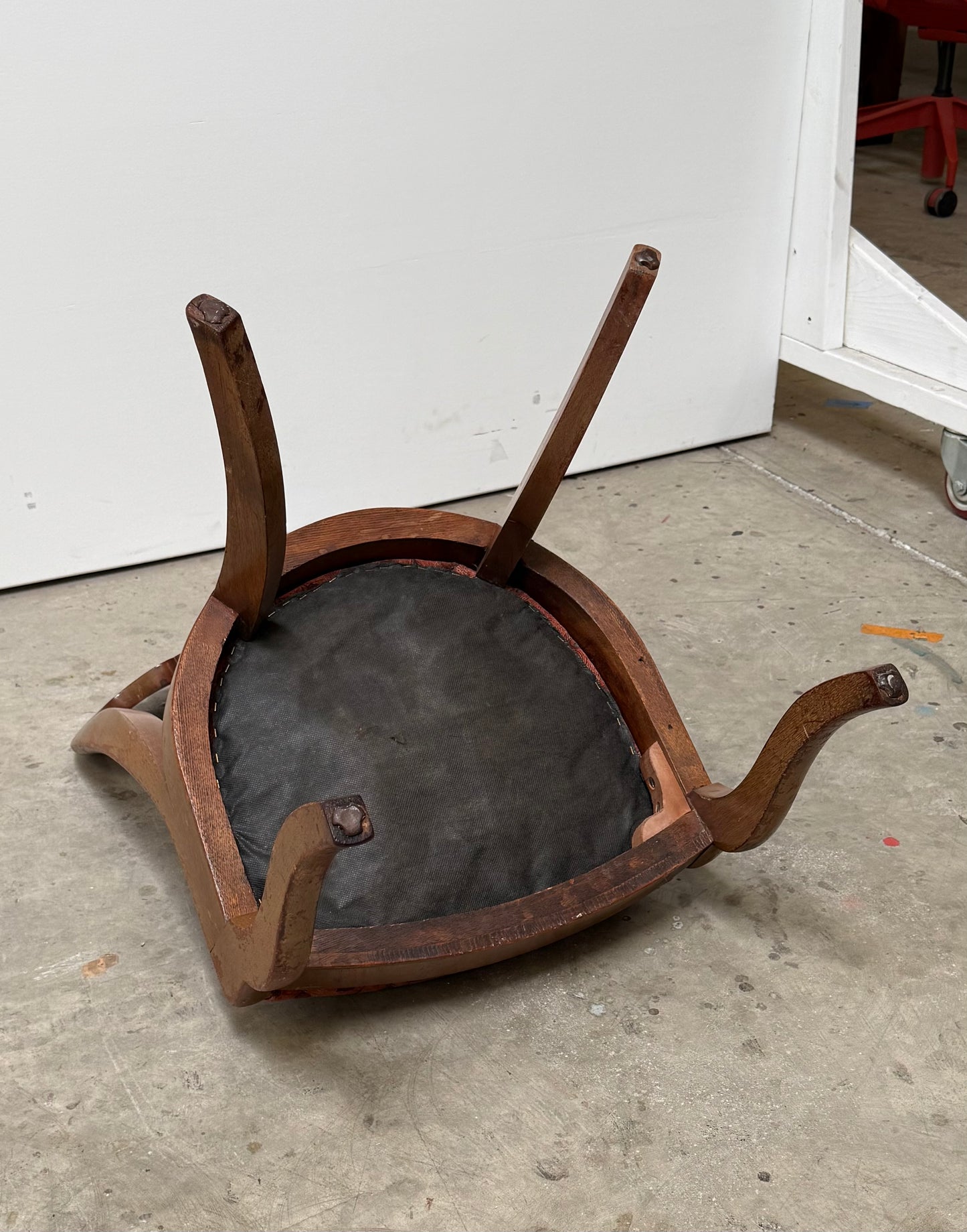 Antique Victorian bergère chair with peacock upholstery, circa 1900