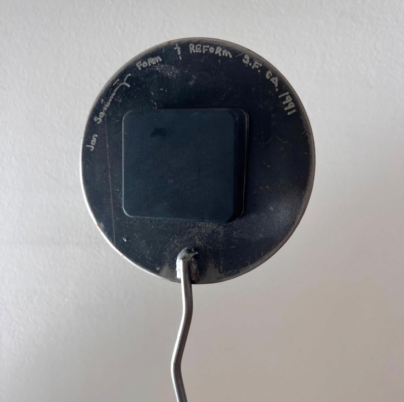 Iron art clock sculpture, signed by artist, 1991