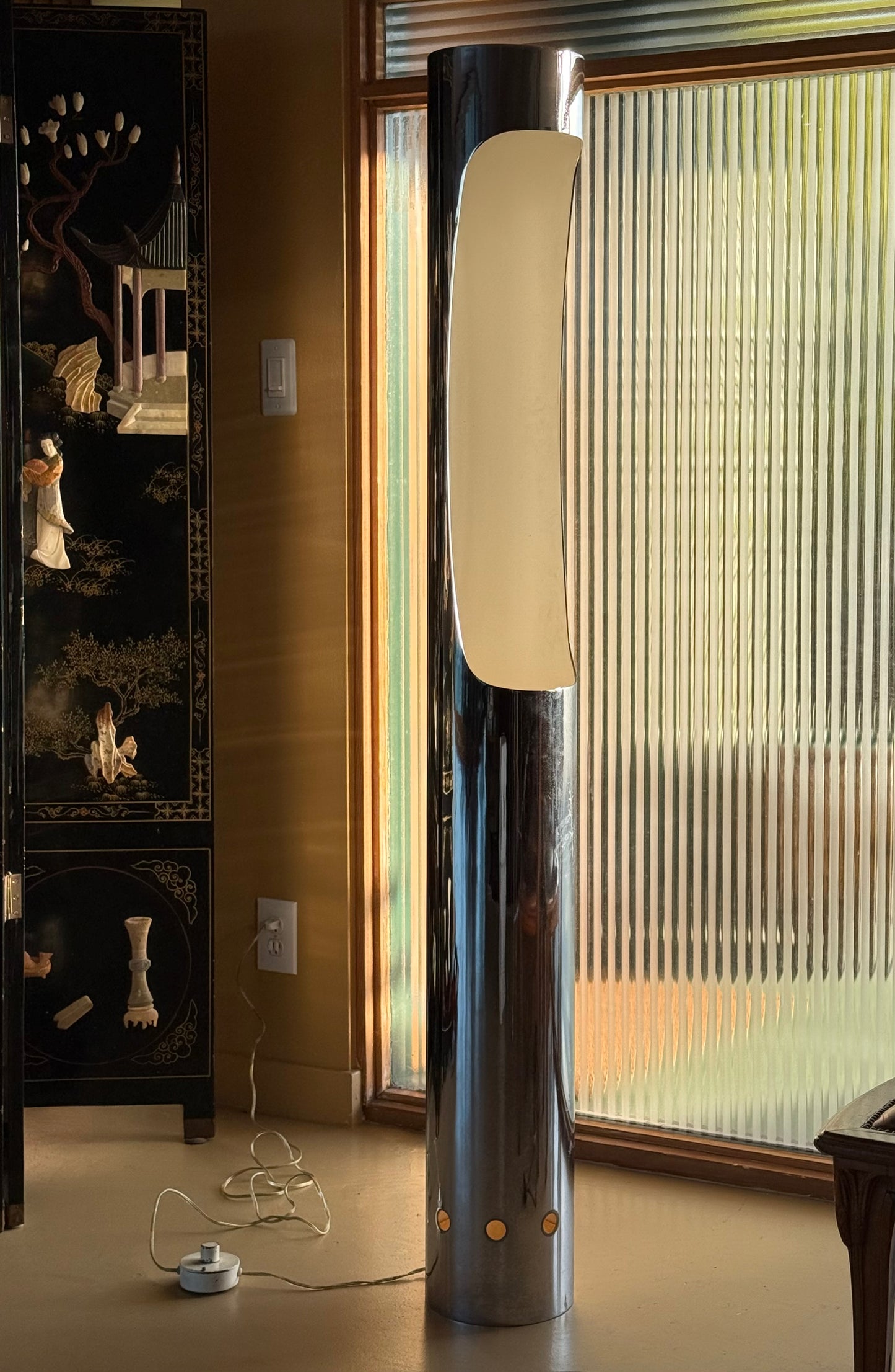 Mid century chrome column floor lamp, circa 1970
