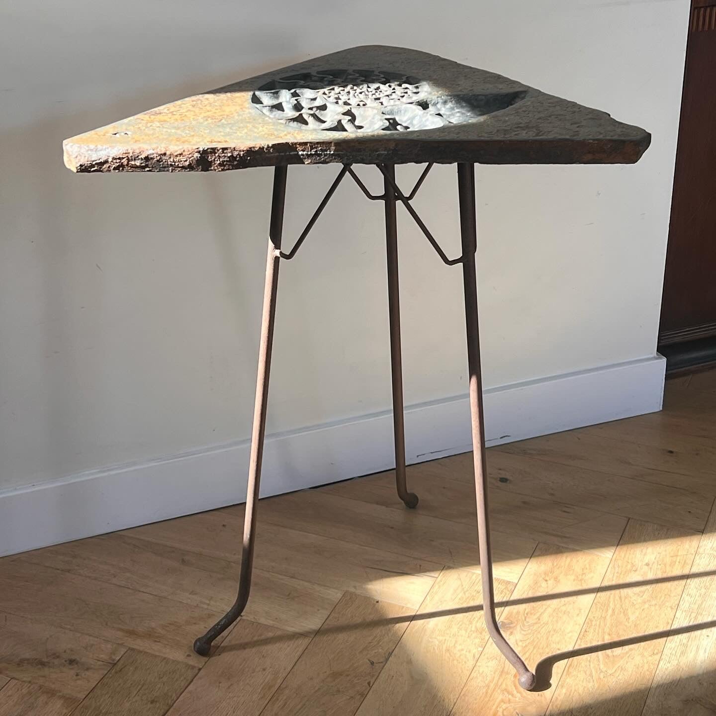 Stone and iron side table, late 20th century