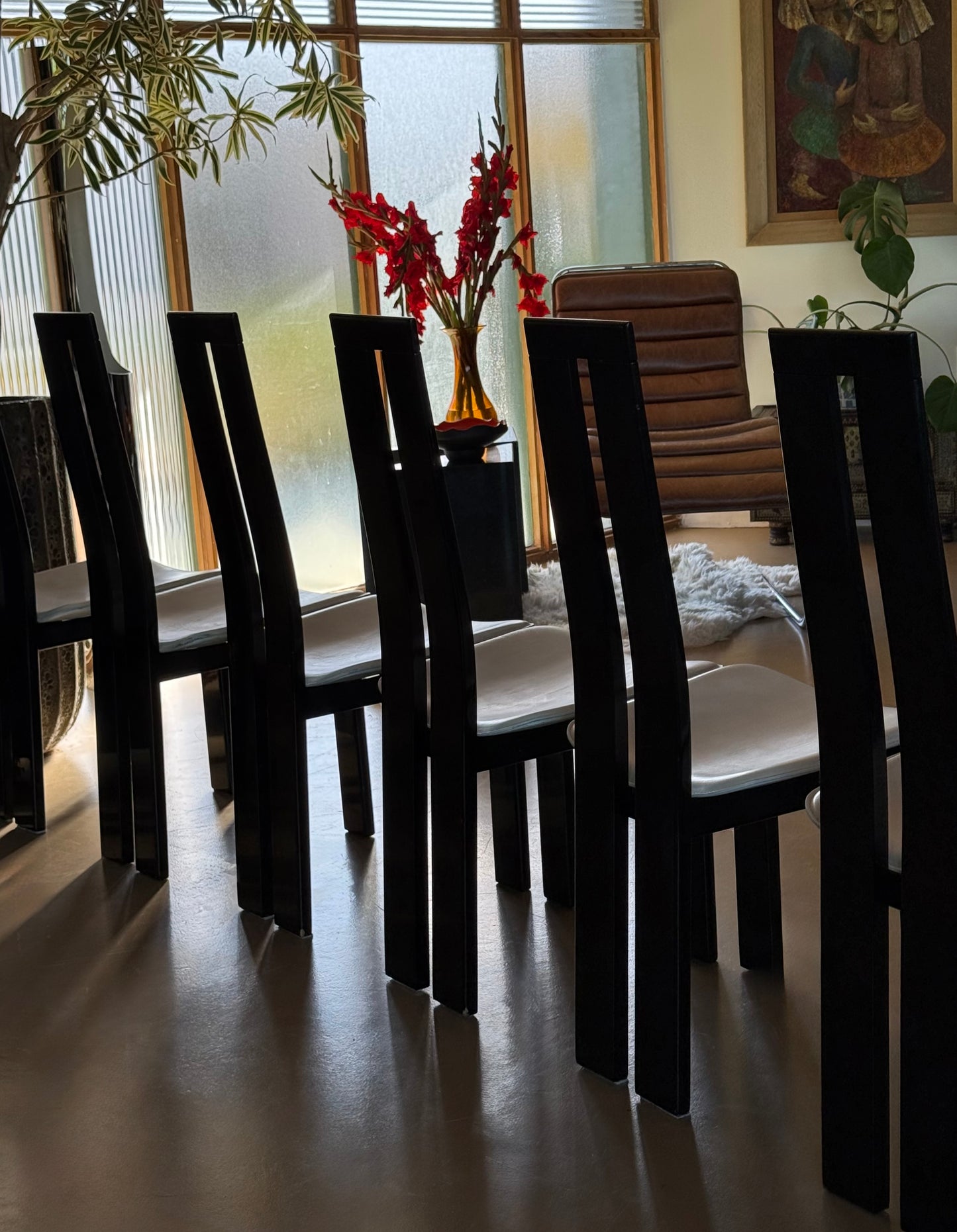 Set of 6 vintage Italian postmodern dining chairs by Pietro Costantini for Ello Furniture, late 20th century