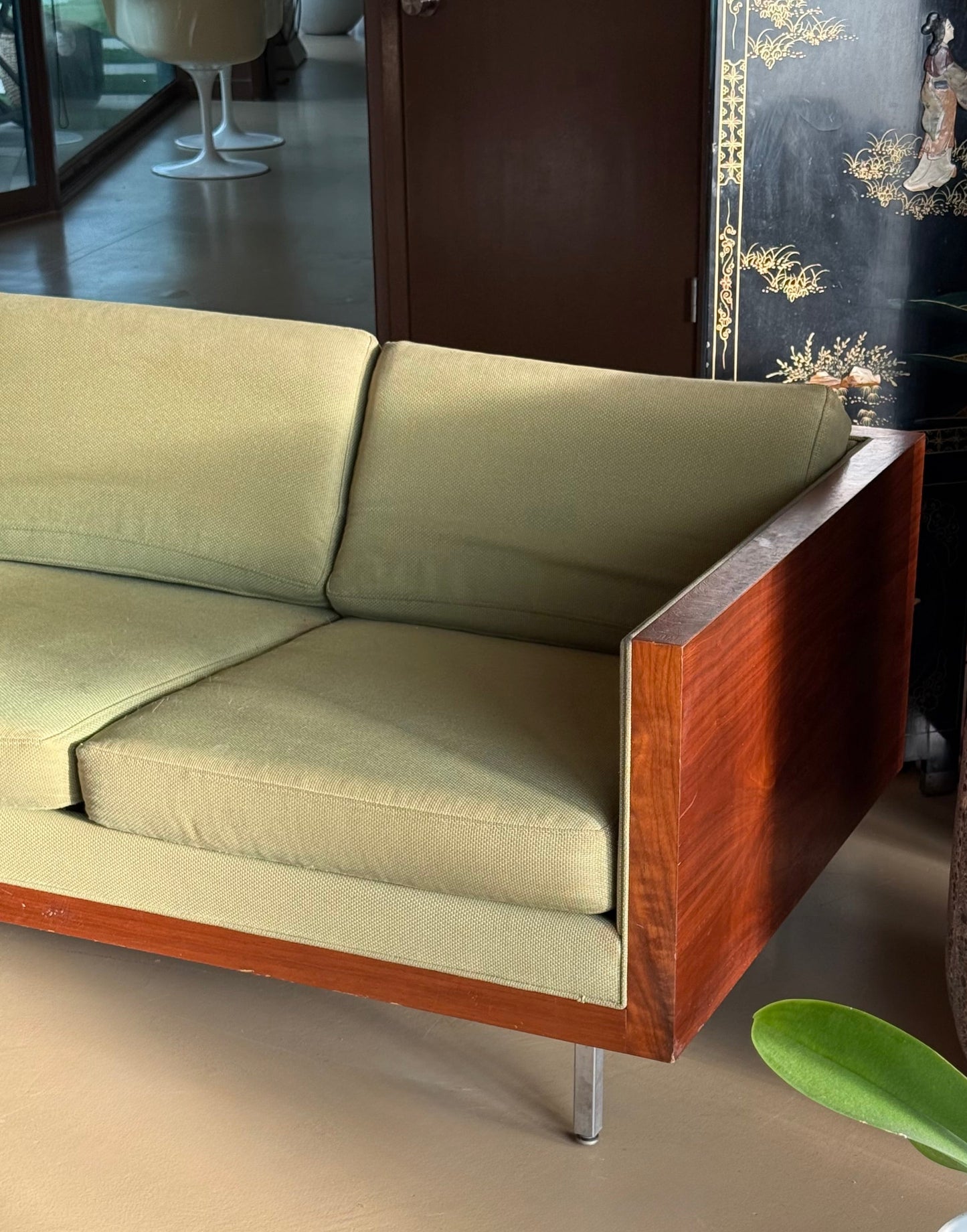 Mid century modern case wood sofa attr. Milo Baughman, circa 1950