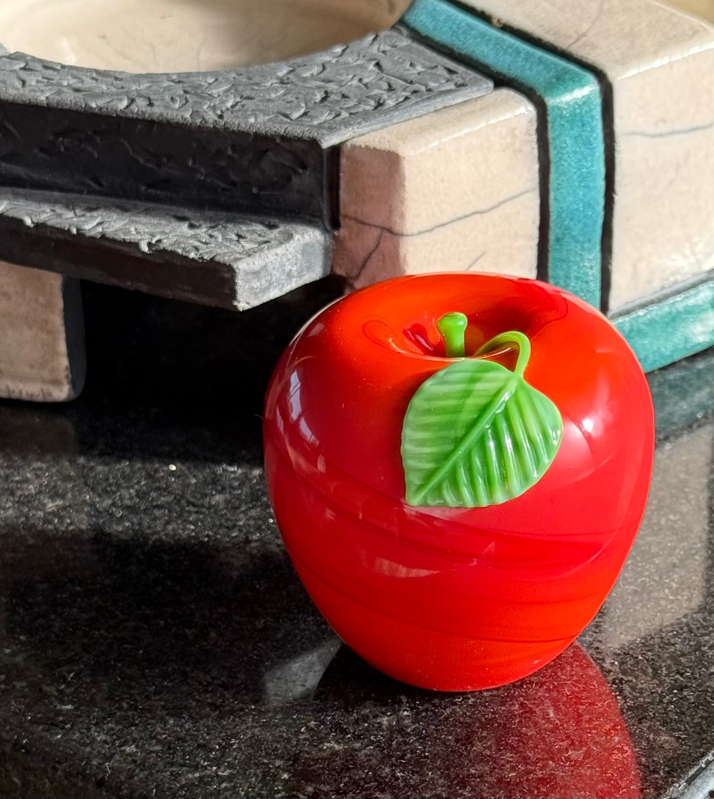 Art glass apple, signed, 20th century