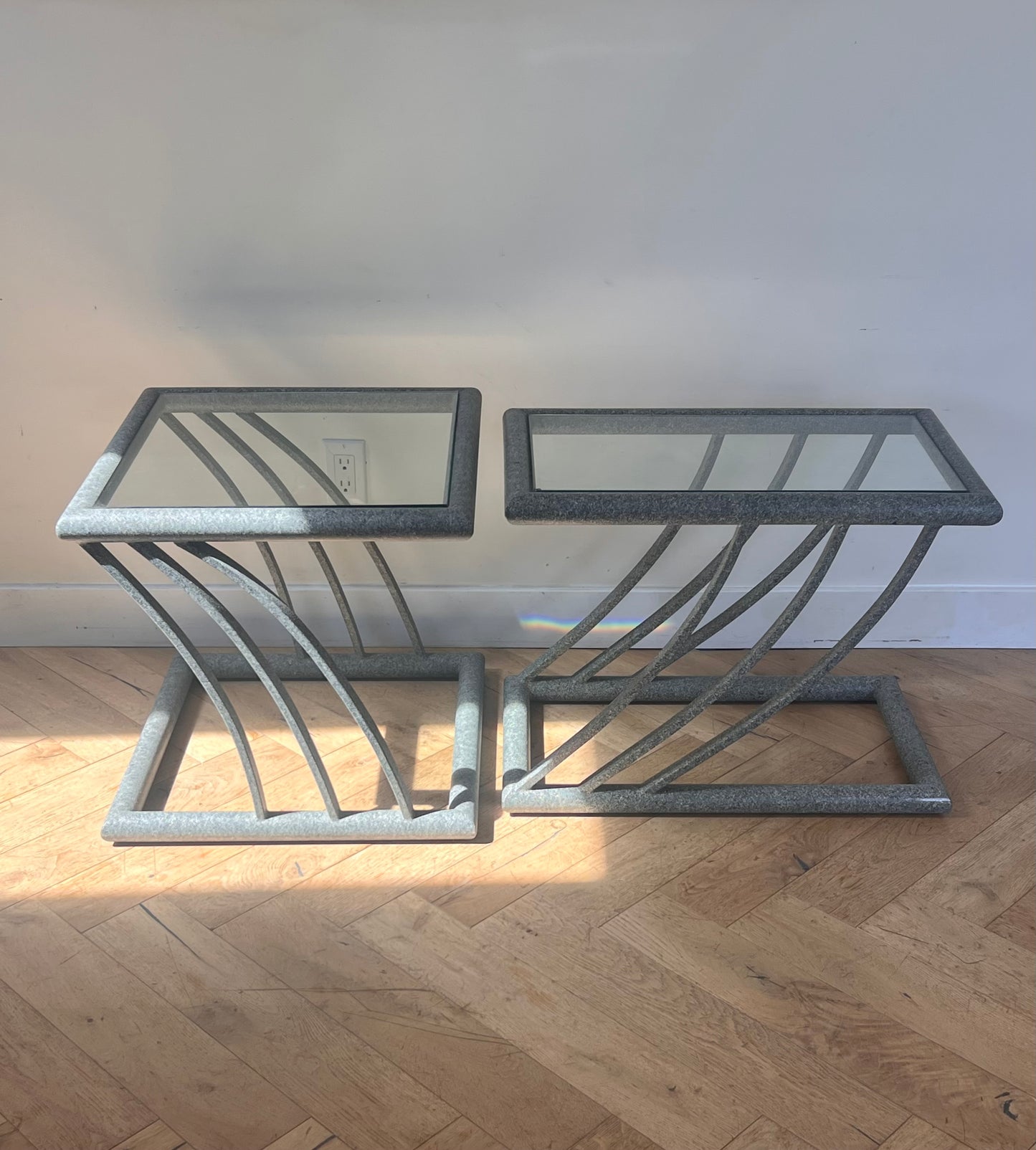 Pair of postmodern side tables, late 20th century