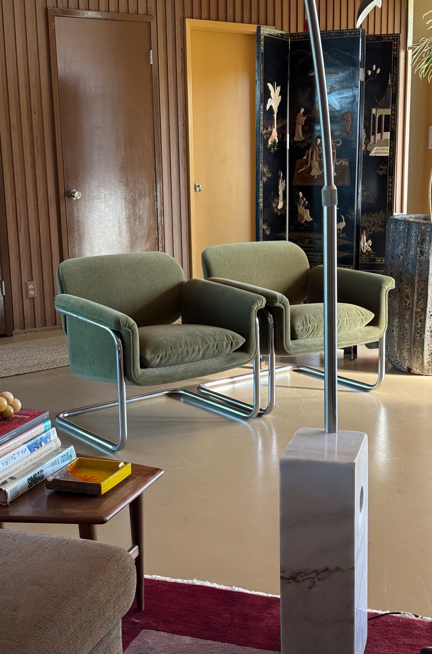 Pair of tubular chrome cantilever chairs by Thonet, 20th century
