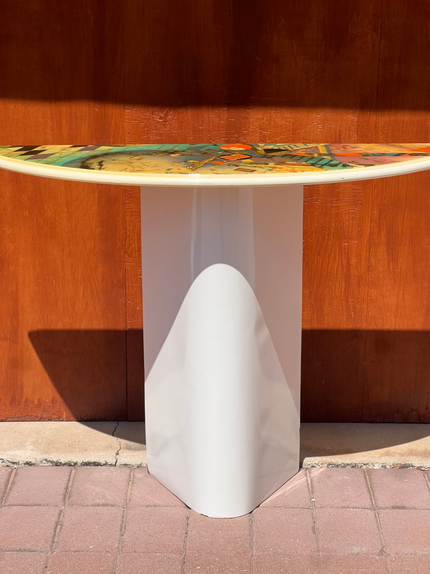 Postmodern console table and mirror, circa 1980