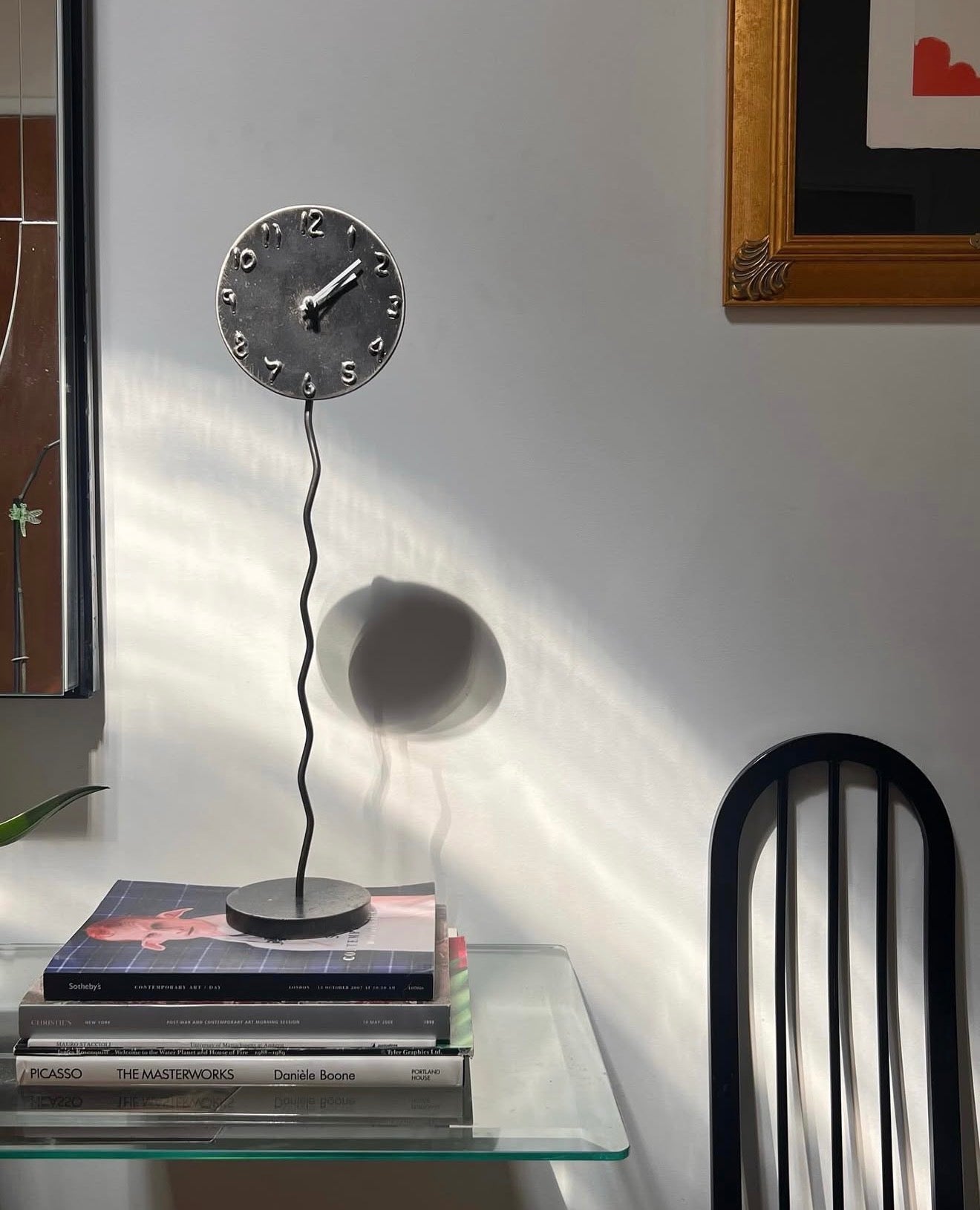 Iron art clock sculpture, signed by artist, 1991