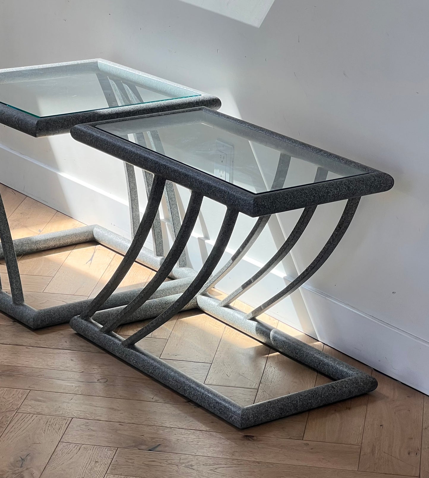 Pair of postmodern side tables, late 20th century