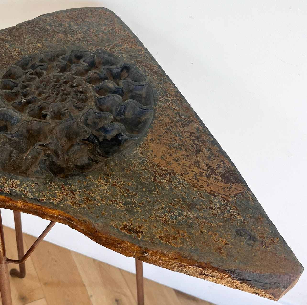 Stone and iron side table, late 20th century